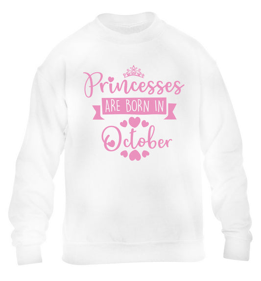 Princesses are born in October children's white sweater 12-13 Years