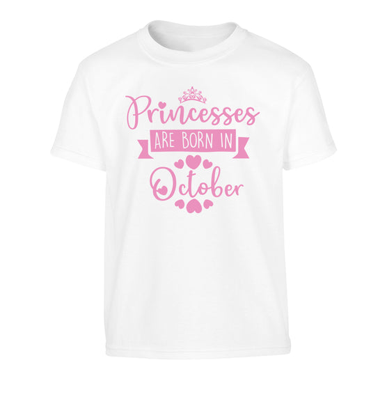 Princesses are born in October Children's white Tshirt 12-13 Years