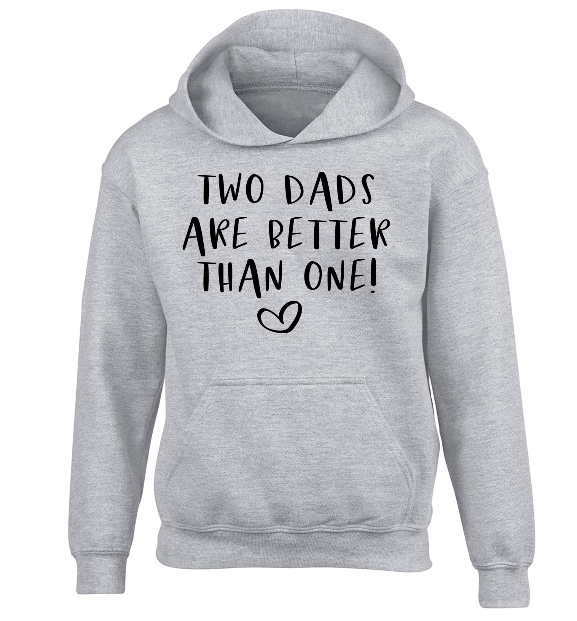 Two dads are better than one children's grey hoodie 12-13 Years