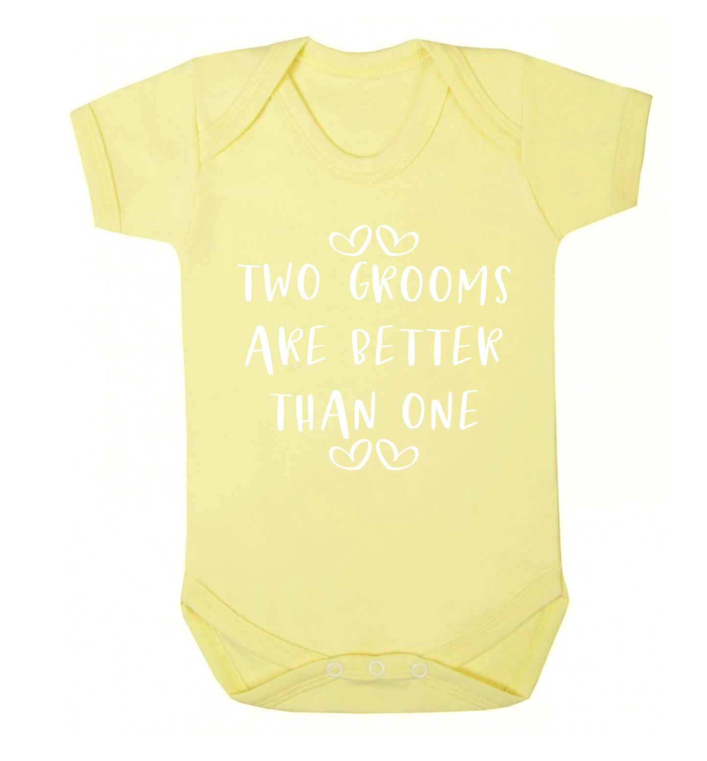 Two grooms are better than one baby vest pale yellow 18-24 months