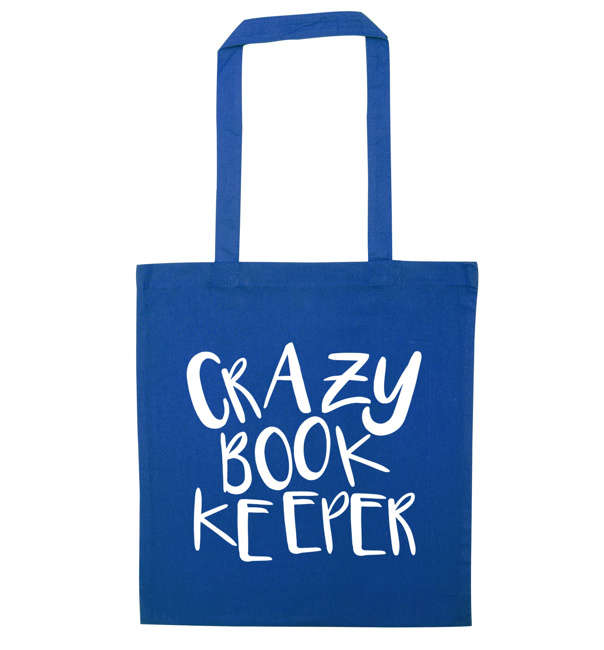 Crazy bookkeeper blue tote bag
