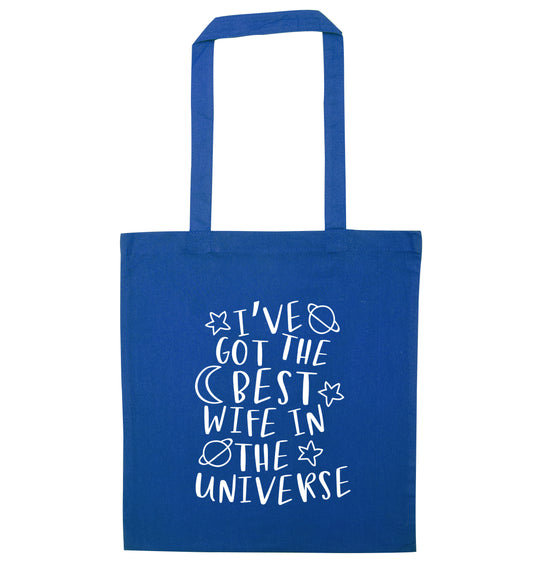 I've got the best wife in the universe blue tote bag