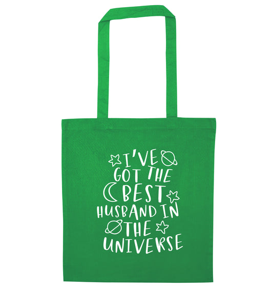 I've got the best husband in the universe green tote bag