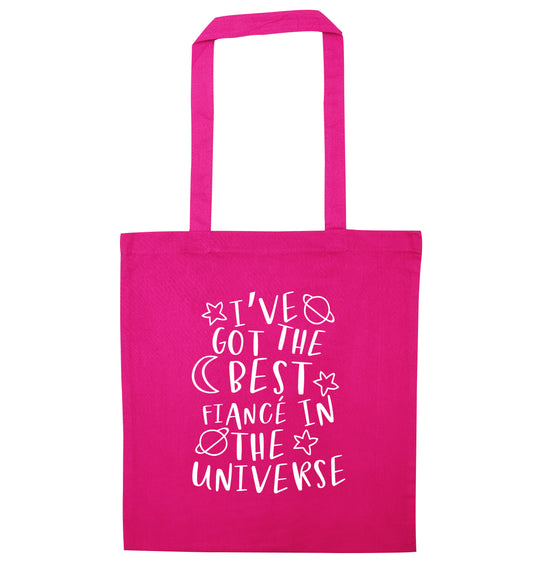 I've got the best fiance in the universe pink tote bag