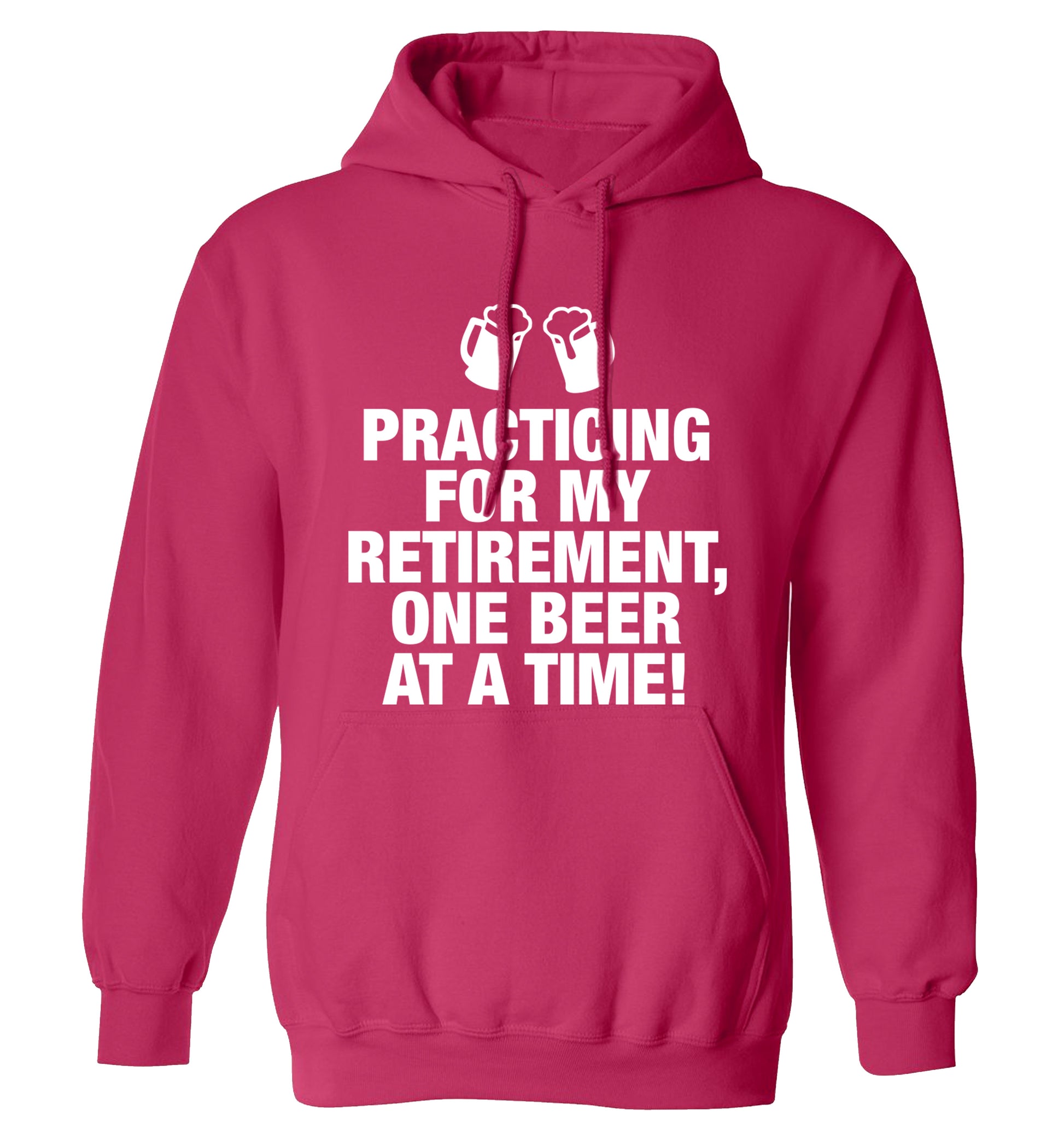 Practicing my retirement one beer at a time adults unisex pink hoodie 2XL