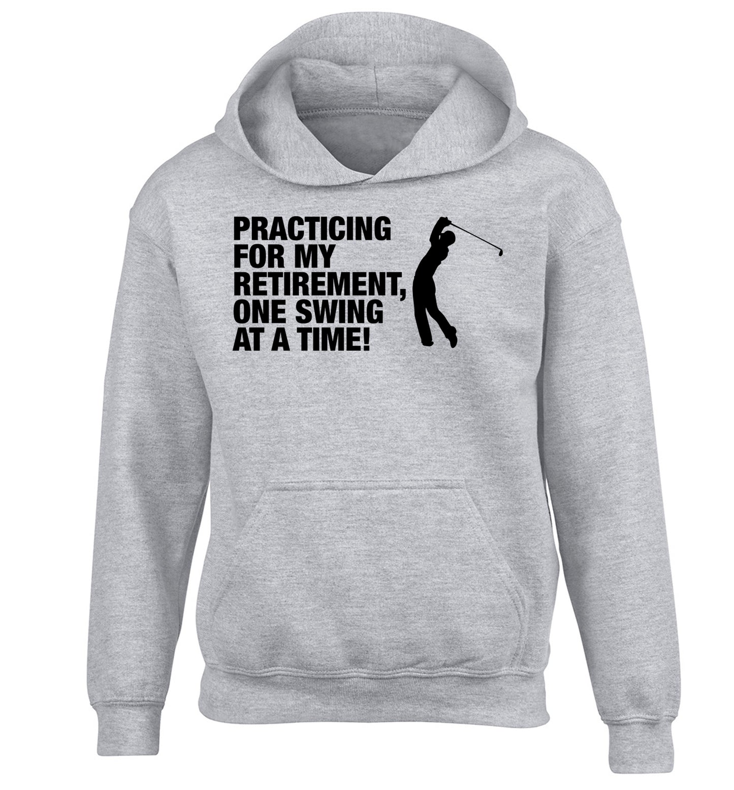 Practicing for my retirement one swing at a time children's grey hoodie 12-13 Years