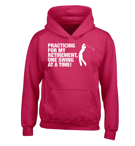 Practicing for my retirement one swing at a time children's pink hoodie 12-13 Years