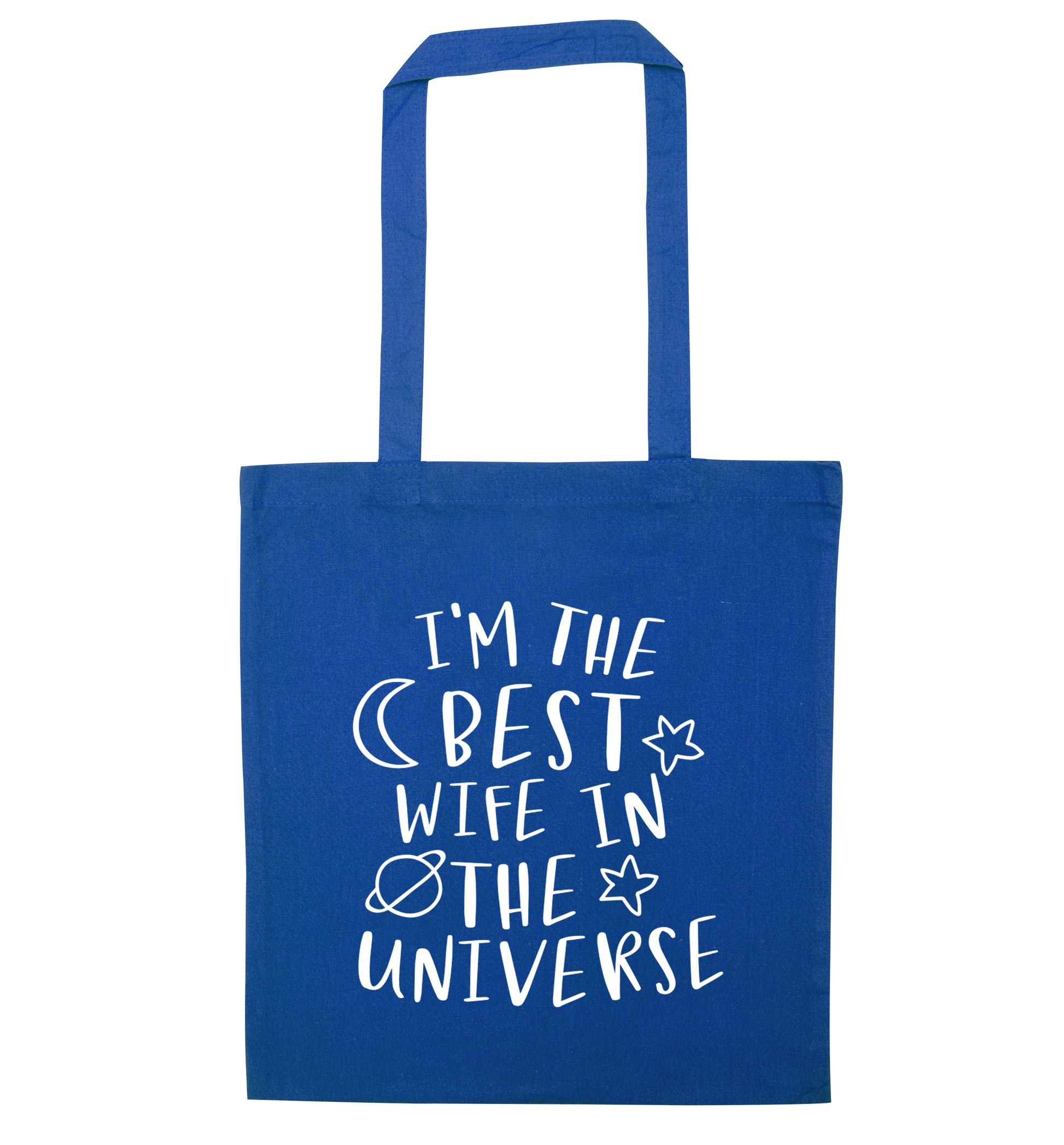 I'm the best wife in the universe blue tote bag