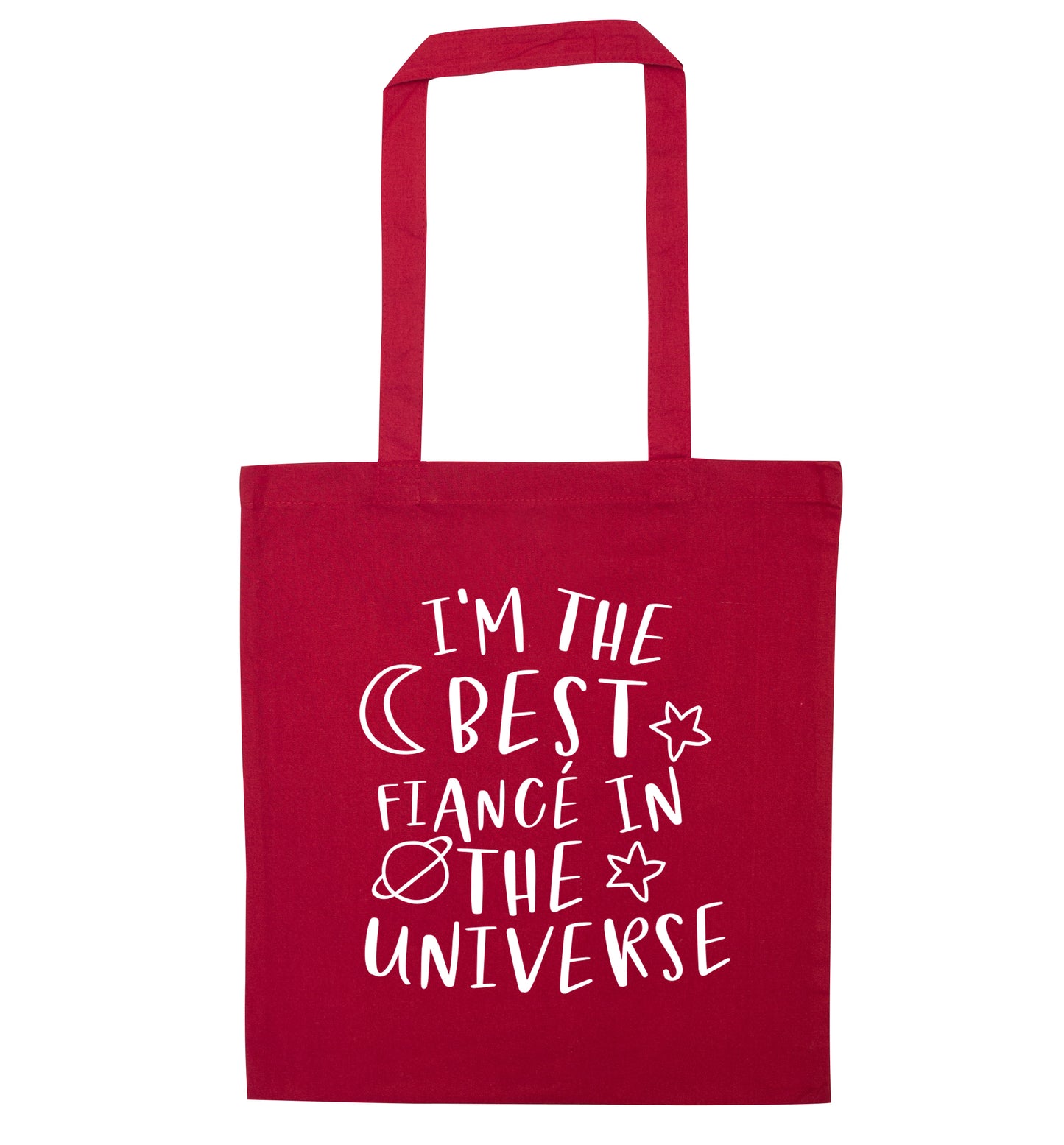 I'm the best fiance in the universe red tote bag