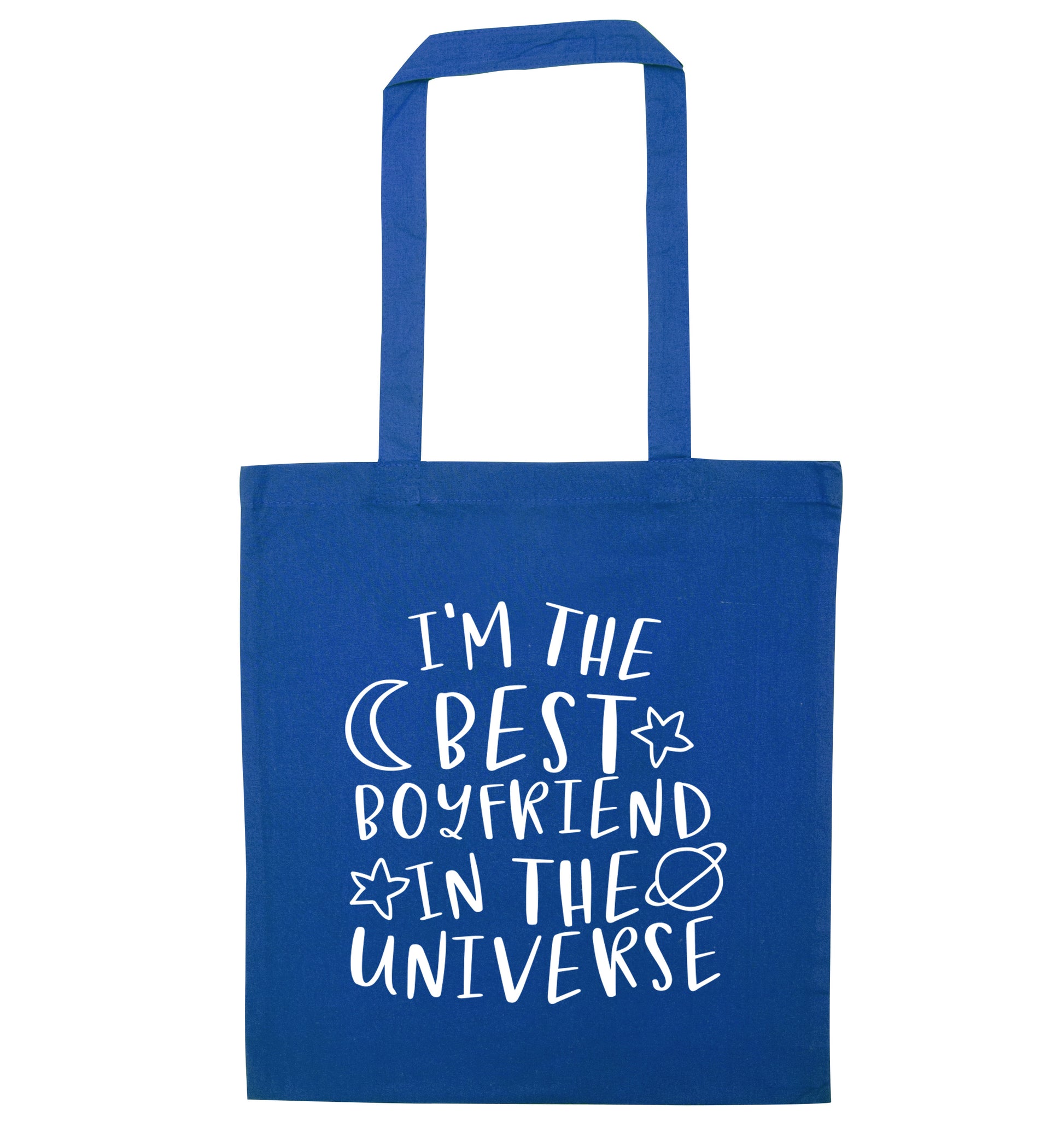 I'm the best boyfriend in the universe blue tote bag