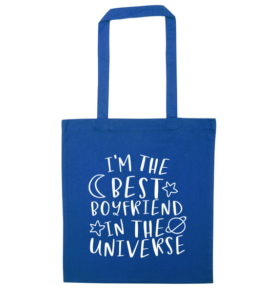 I'm the best boyfriend in the universe blue tote bag