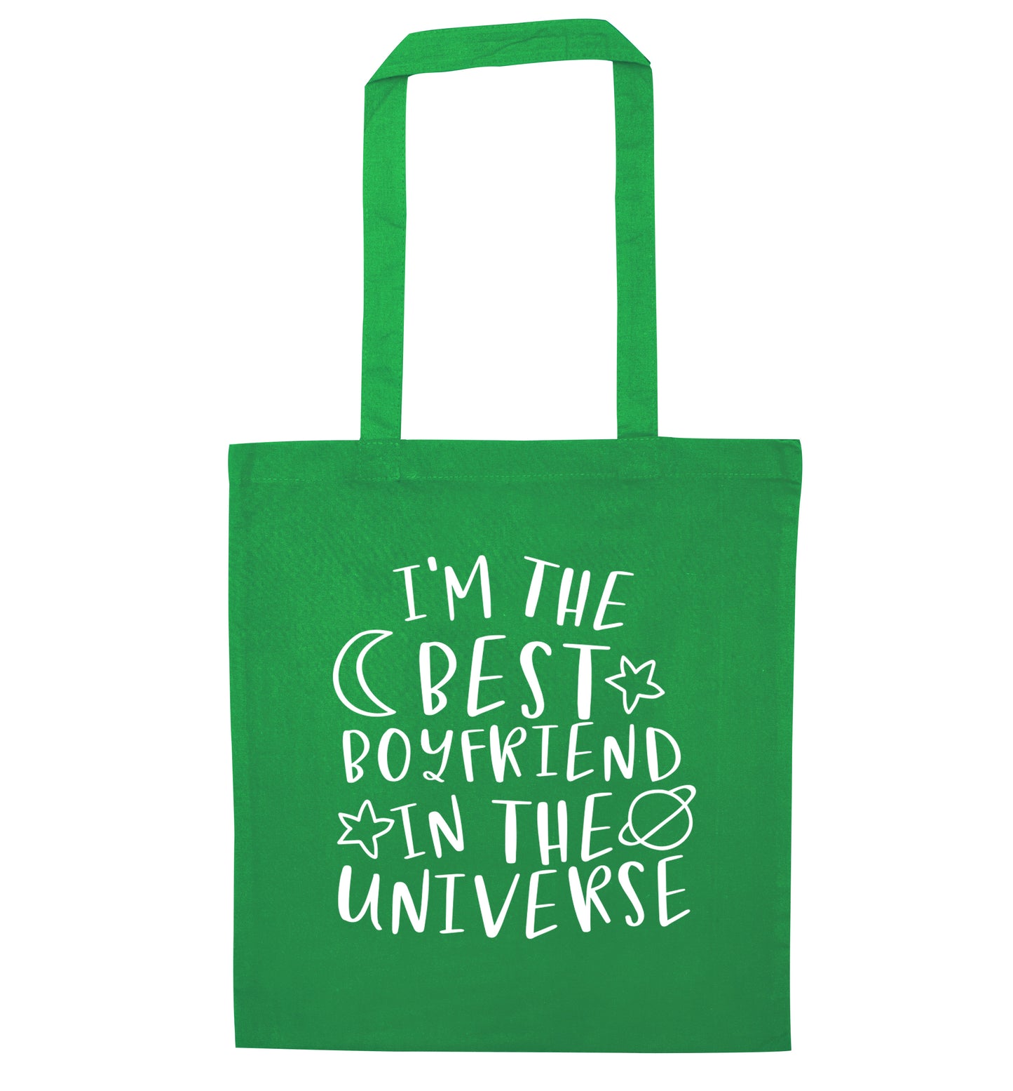 I'm the best boyfriend in the universe green tote bag