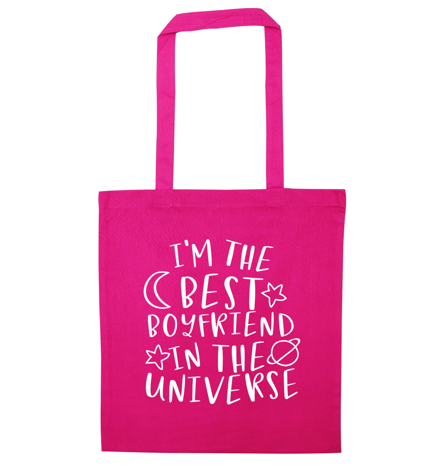 I'm the best boyfriend in the universe pink tote bag