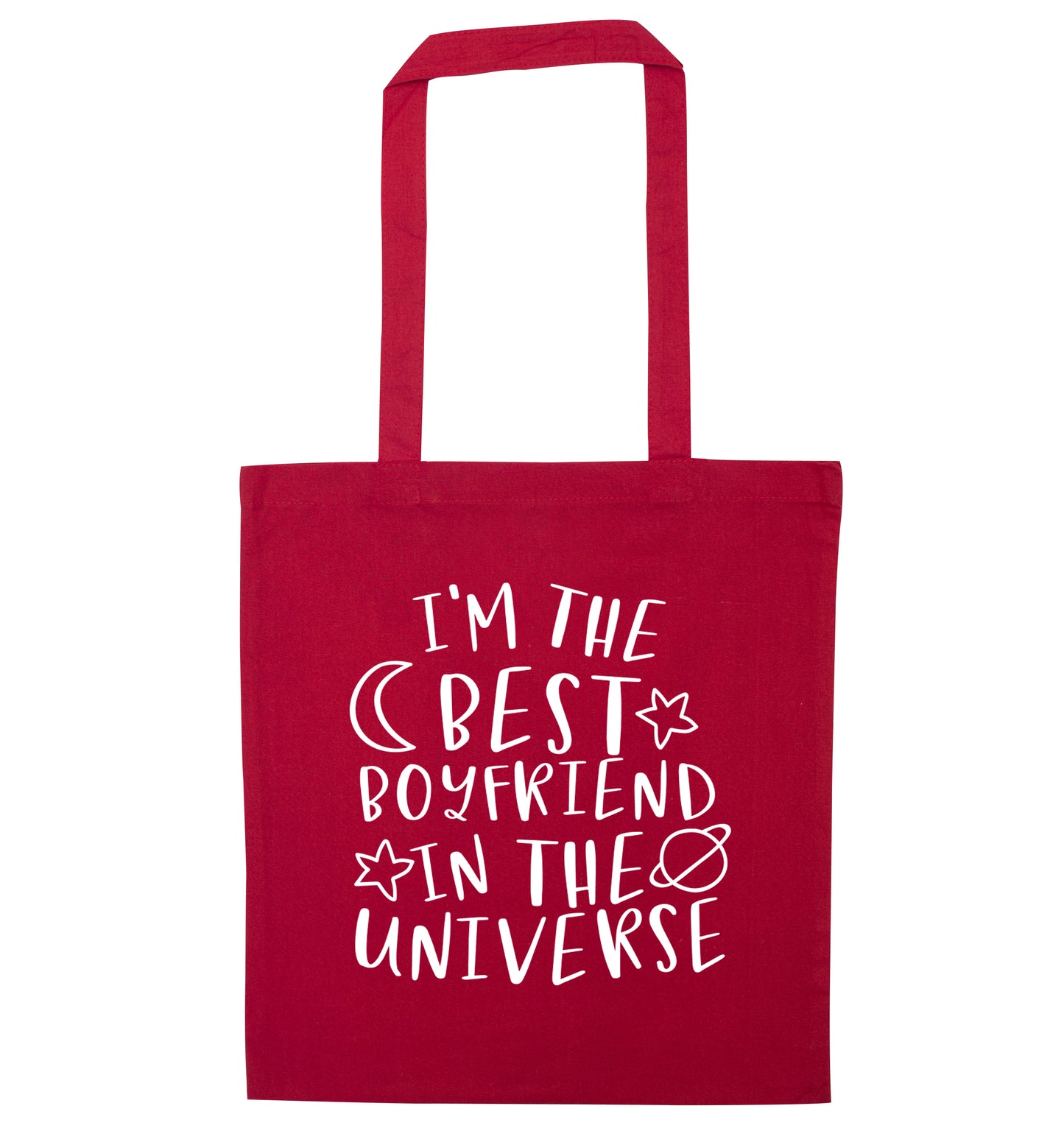 I'm the best boyfriend in the universe red tote bag
