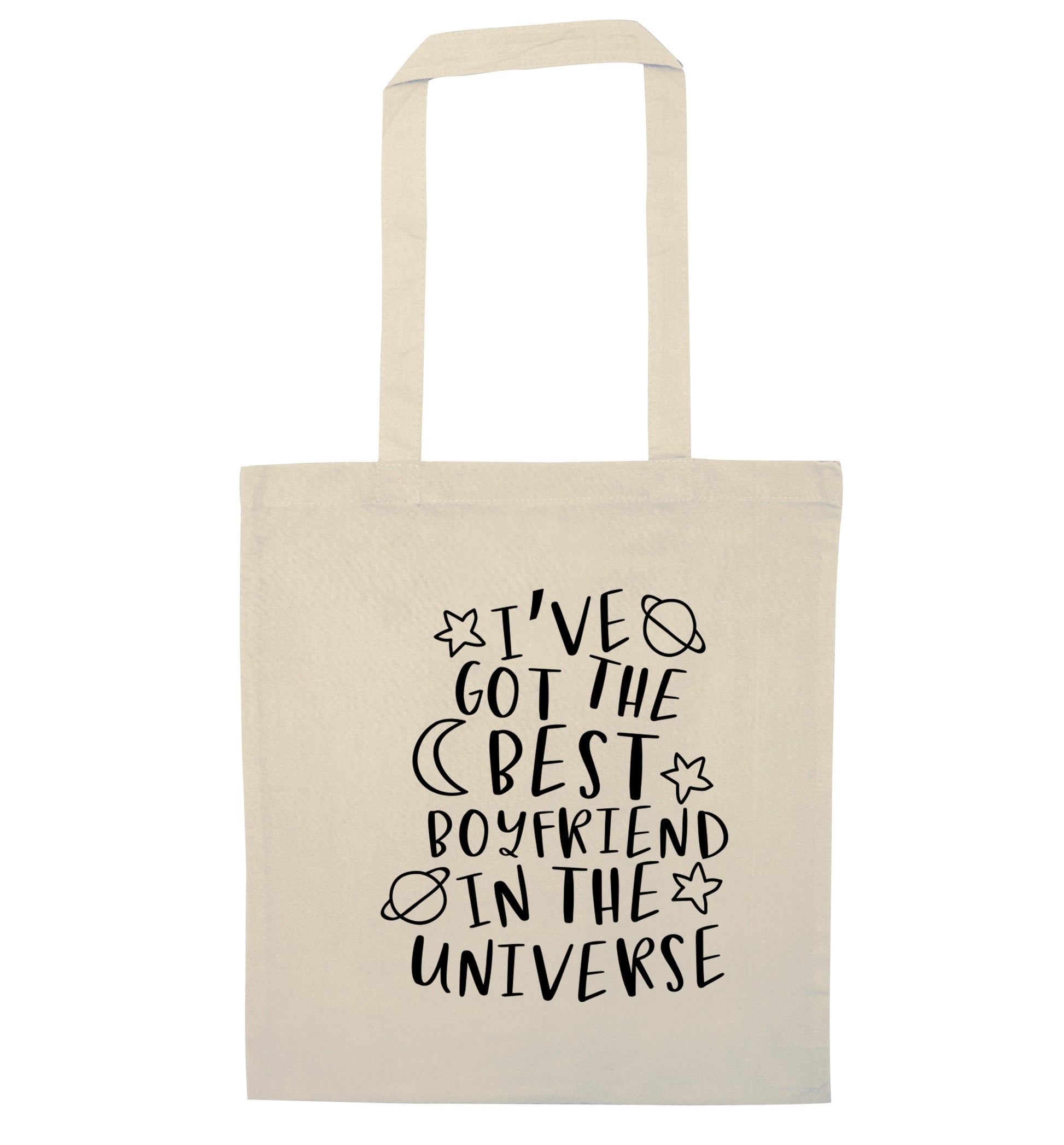 I've got the best boyfriend in the universe natural tote bag