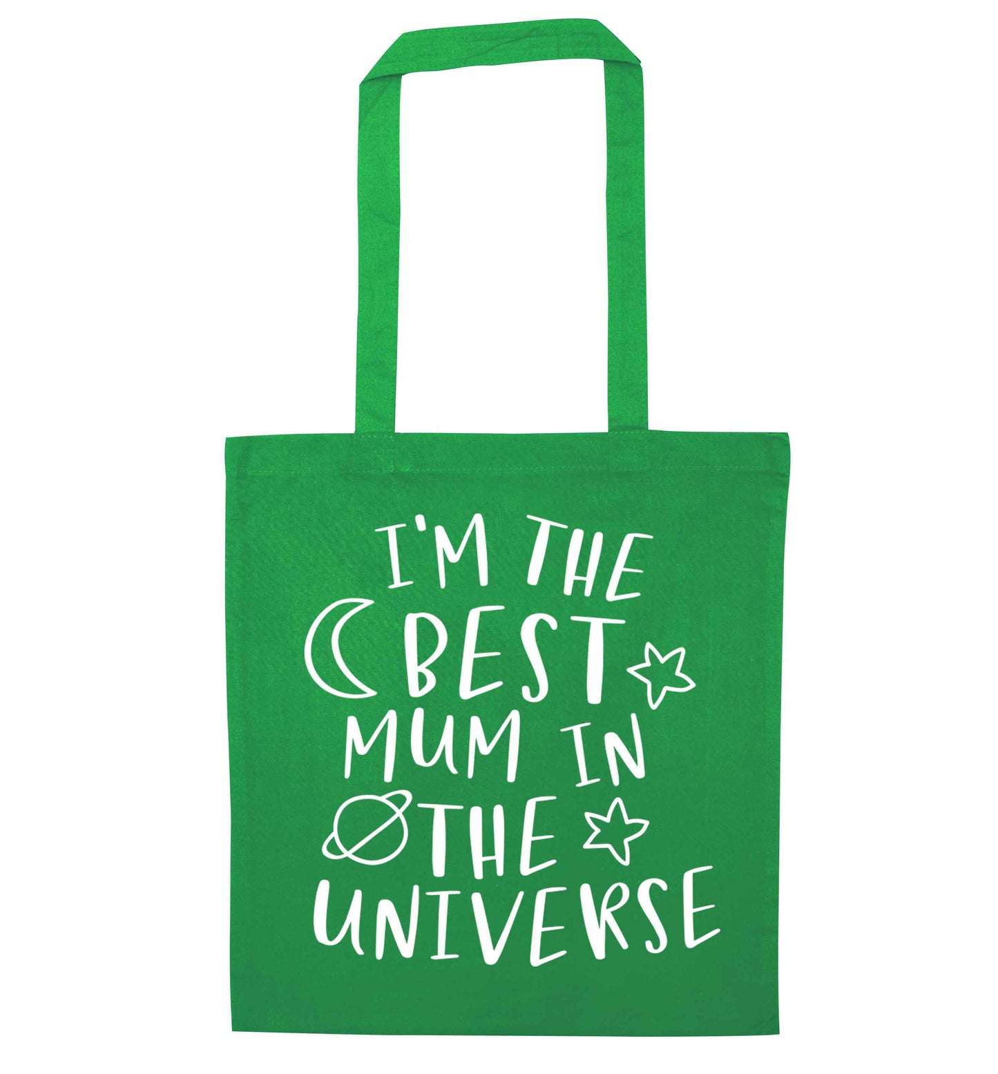 I'm the best mum in the universe green tote bag