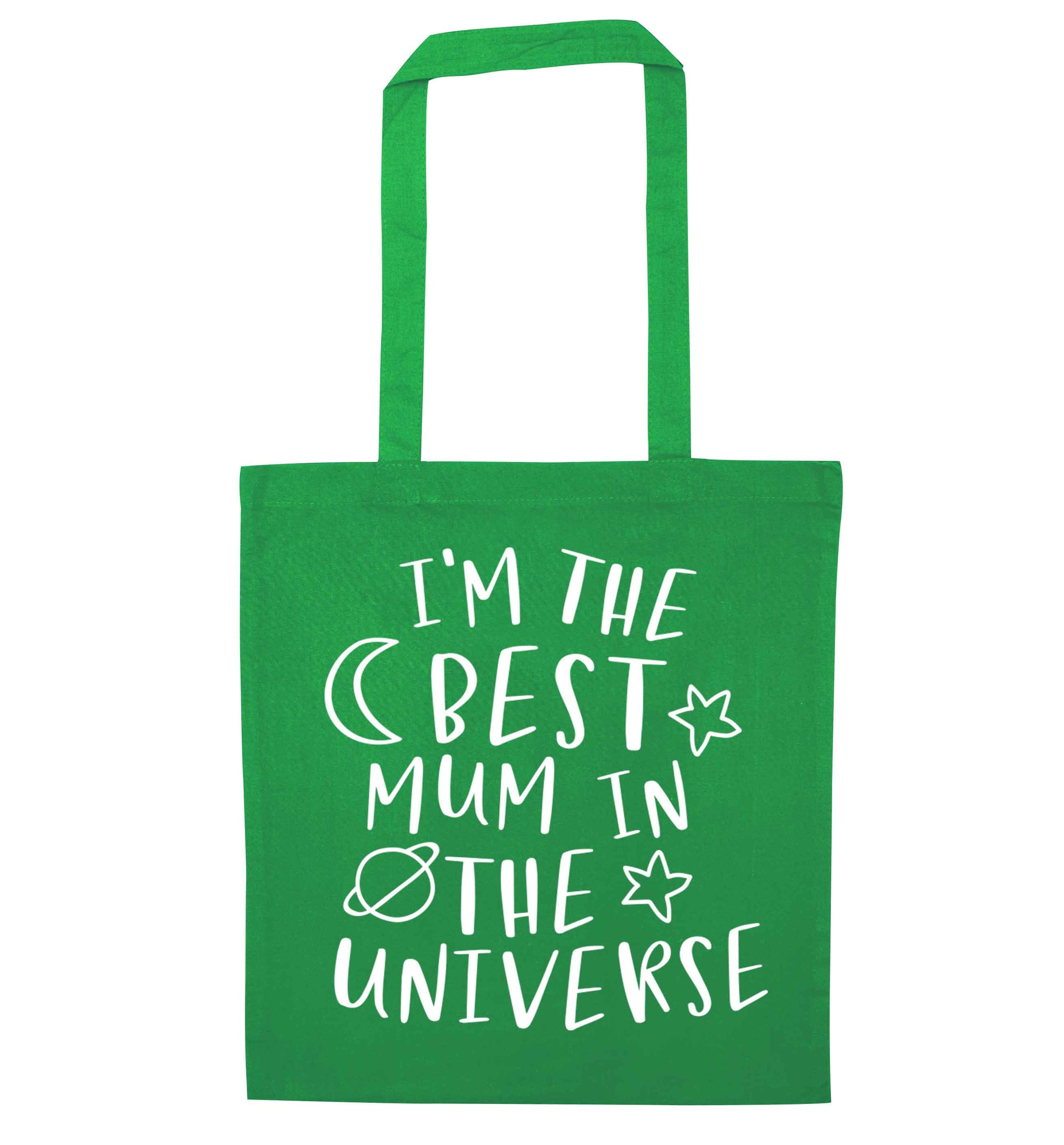 I'm the best mum in the universe green tote bag