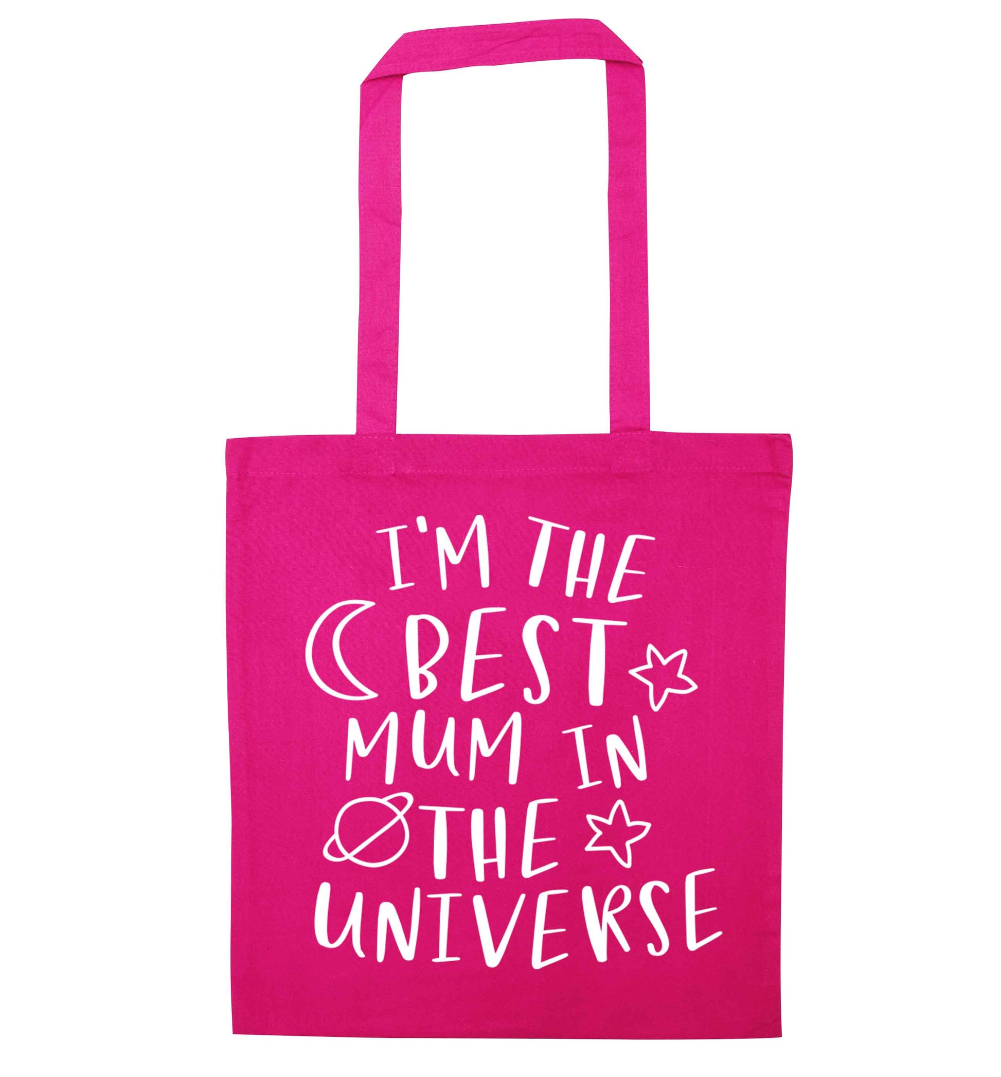 I'm the best mum in the universe pink tote bag