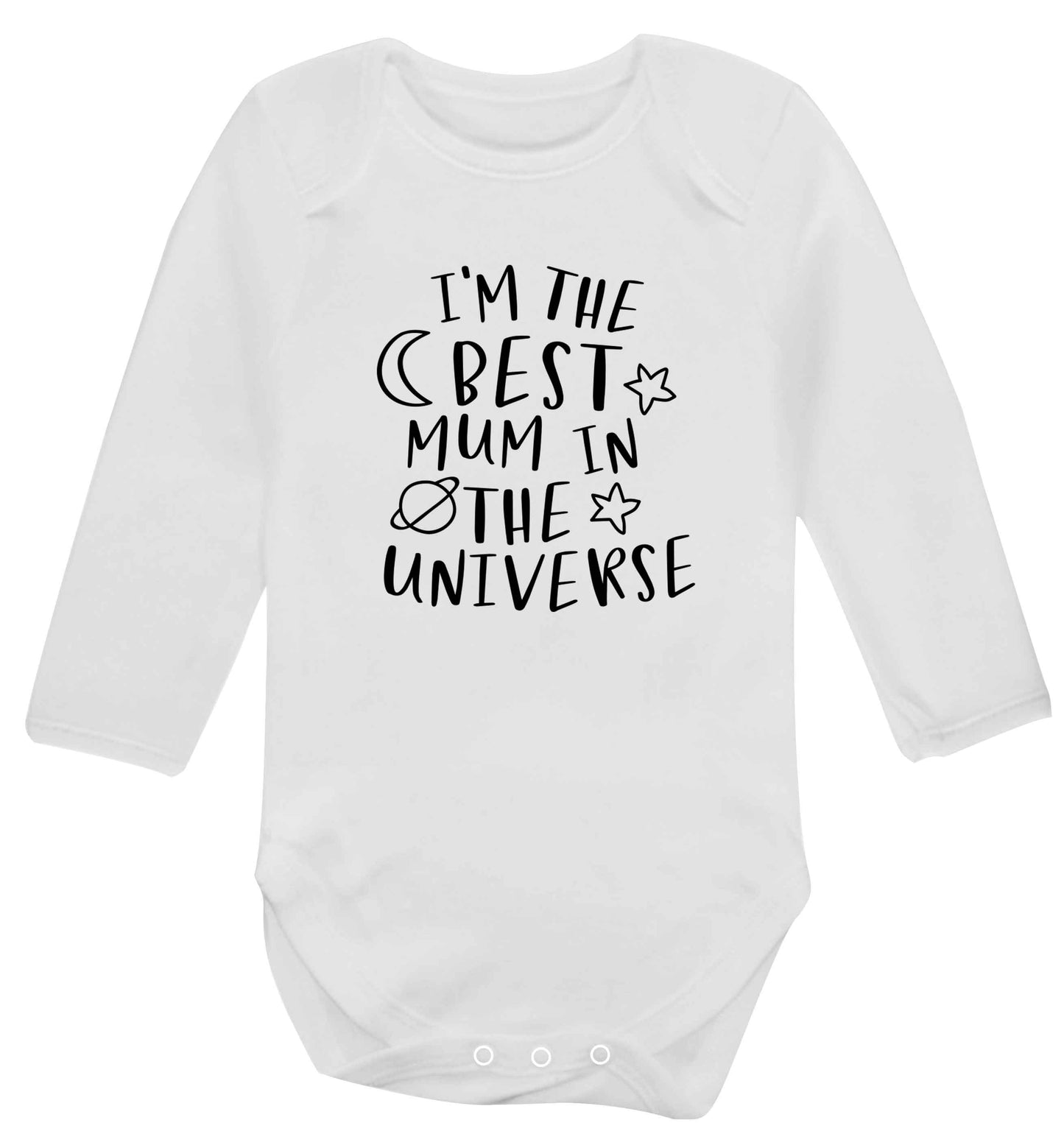 I'm the best mum in the universe baby vest long sleeved white 6-12 months