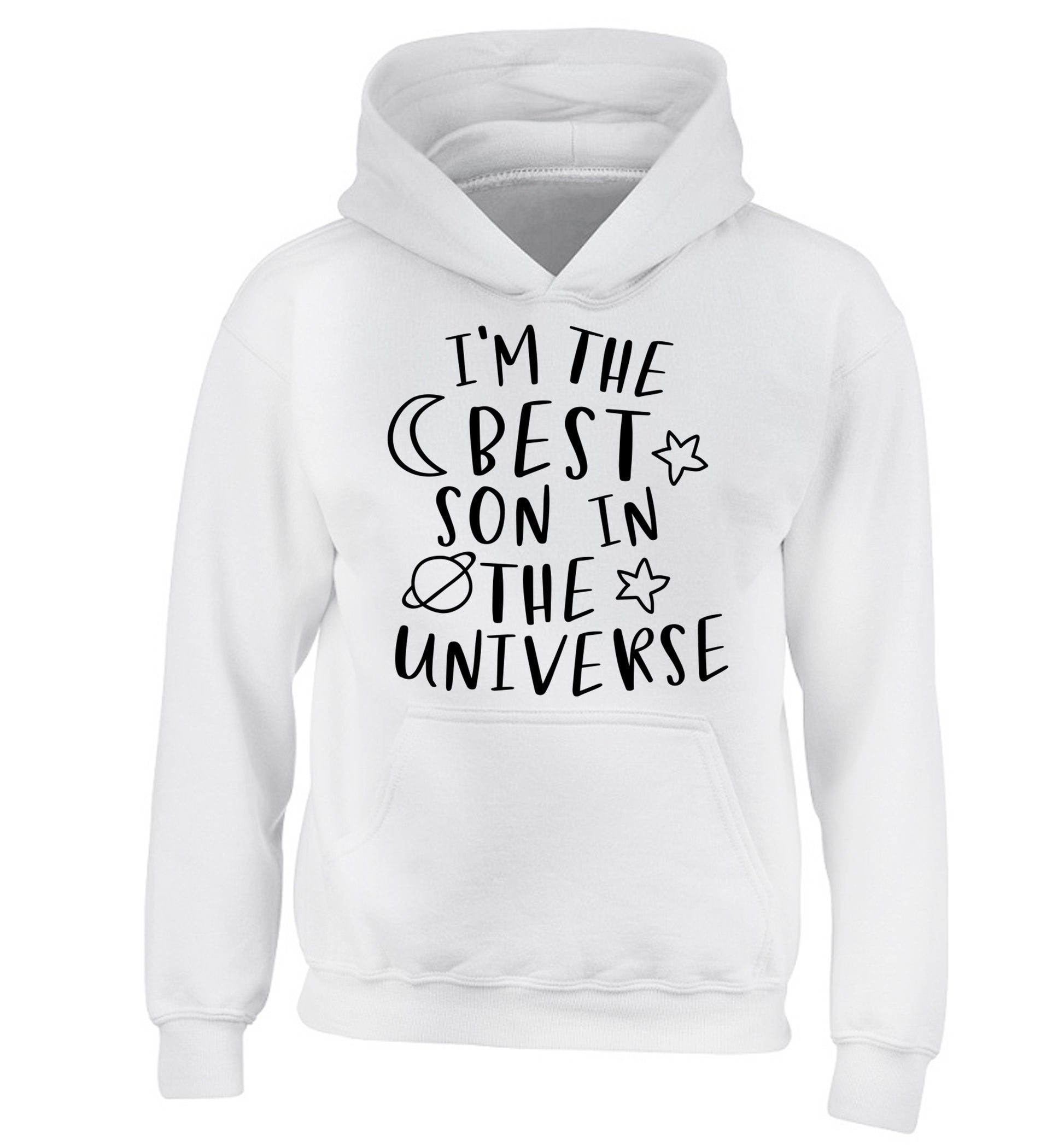 I'm the best son in the universe children's white hoodie 12-13 Years