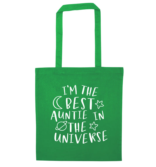 I'm the best auntie in the universe green tote bag