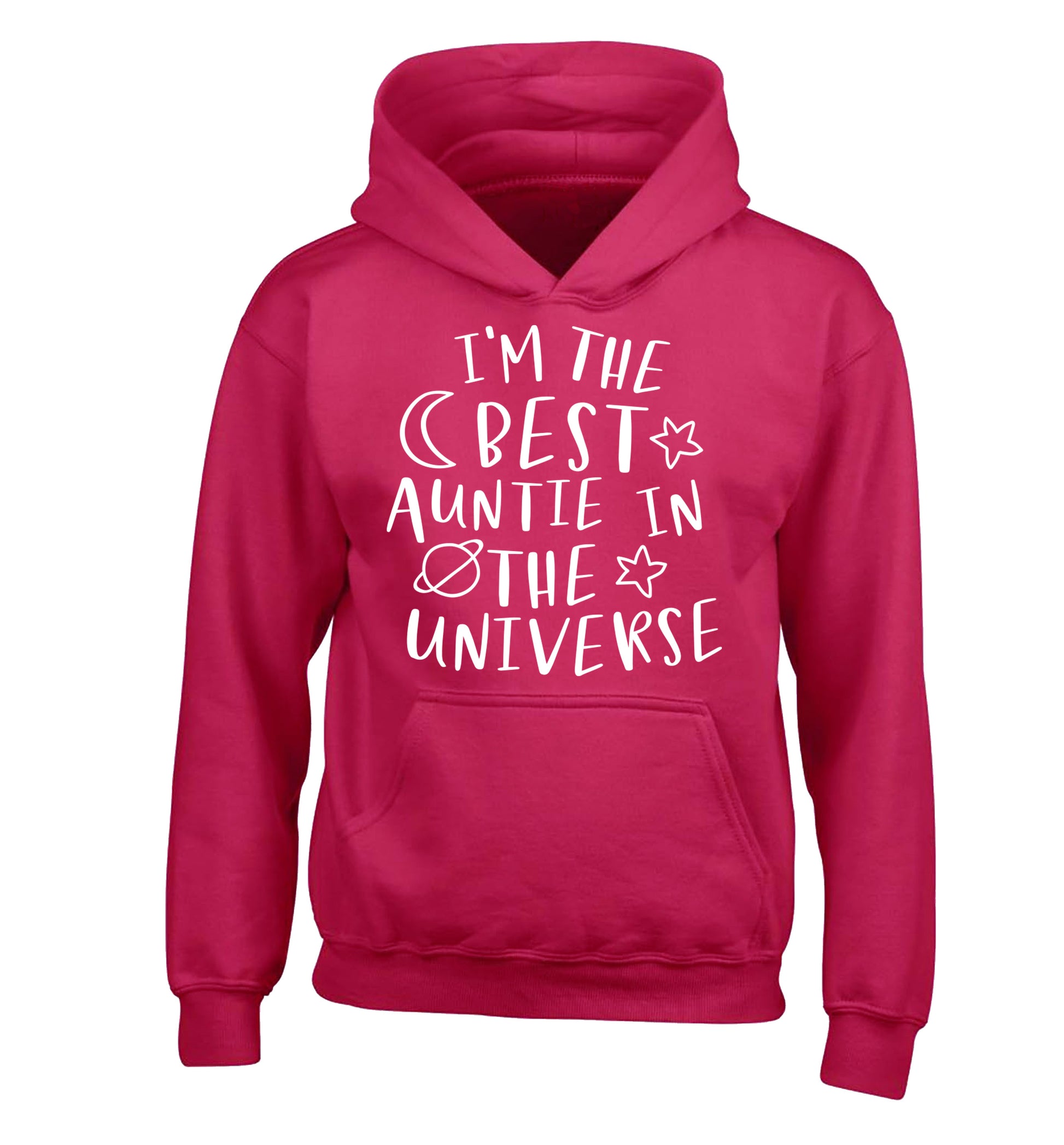 I'm the best auntie in the universe children's pink hoodie 12-13 Years
