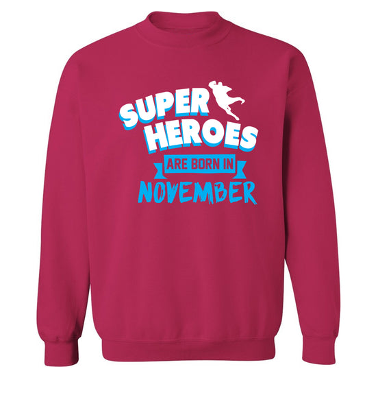 Superheroes are born in November Adult's unisex pink Sweater 2XL