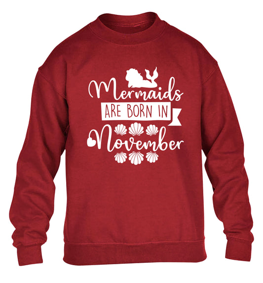 Mermaids are born in November children's grey sweater 12-13 Years