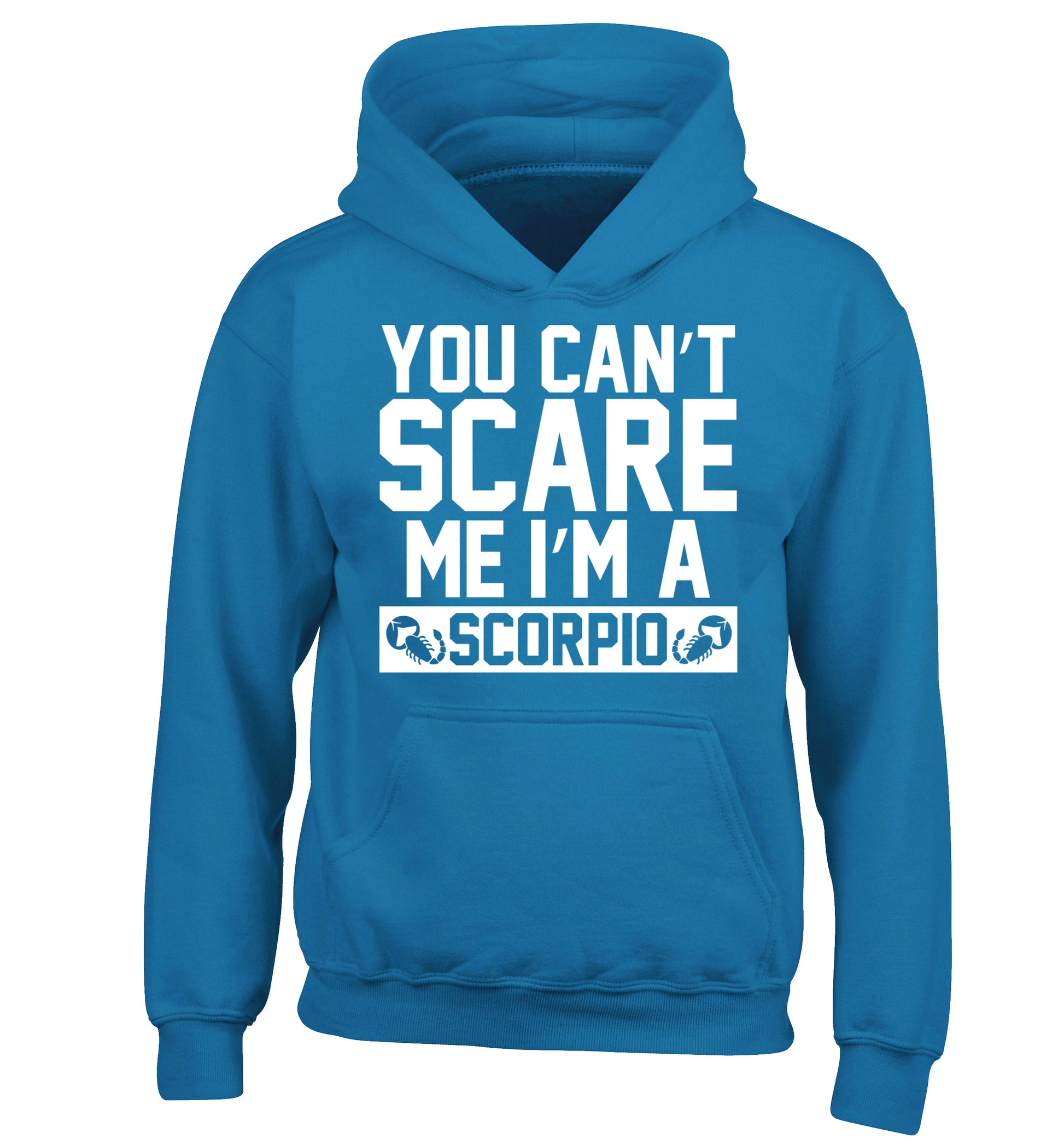 You can't scare me I'm a scorpio children's blue hoodie 12-13 Years