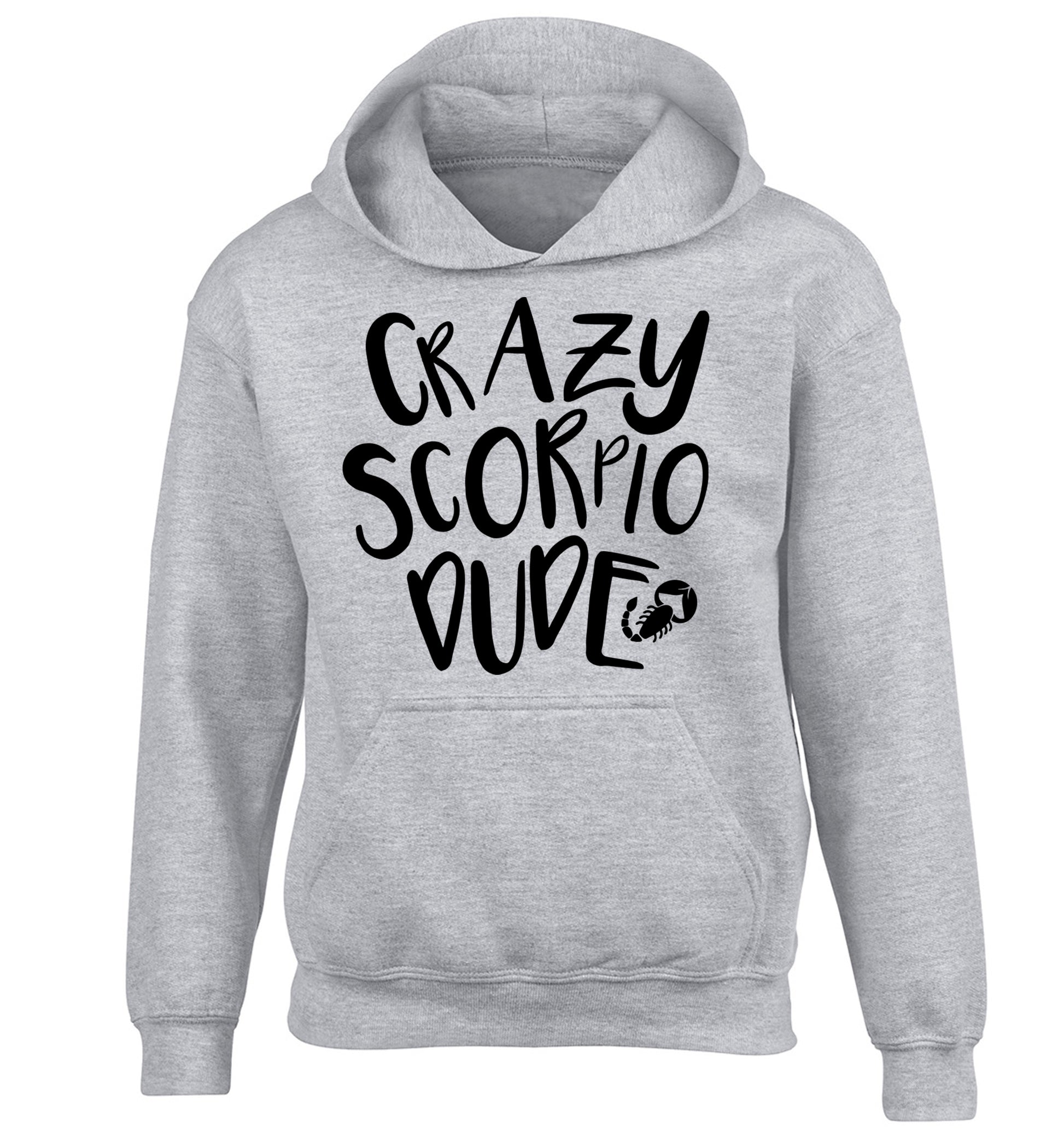 Crazy scorpio dude children's grey hoodie 12-13 Years