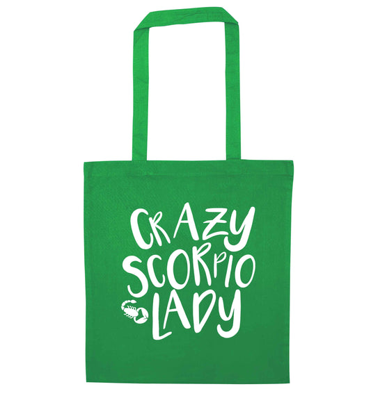 Crazy scorpio lady green tote bag