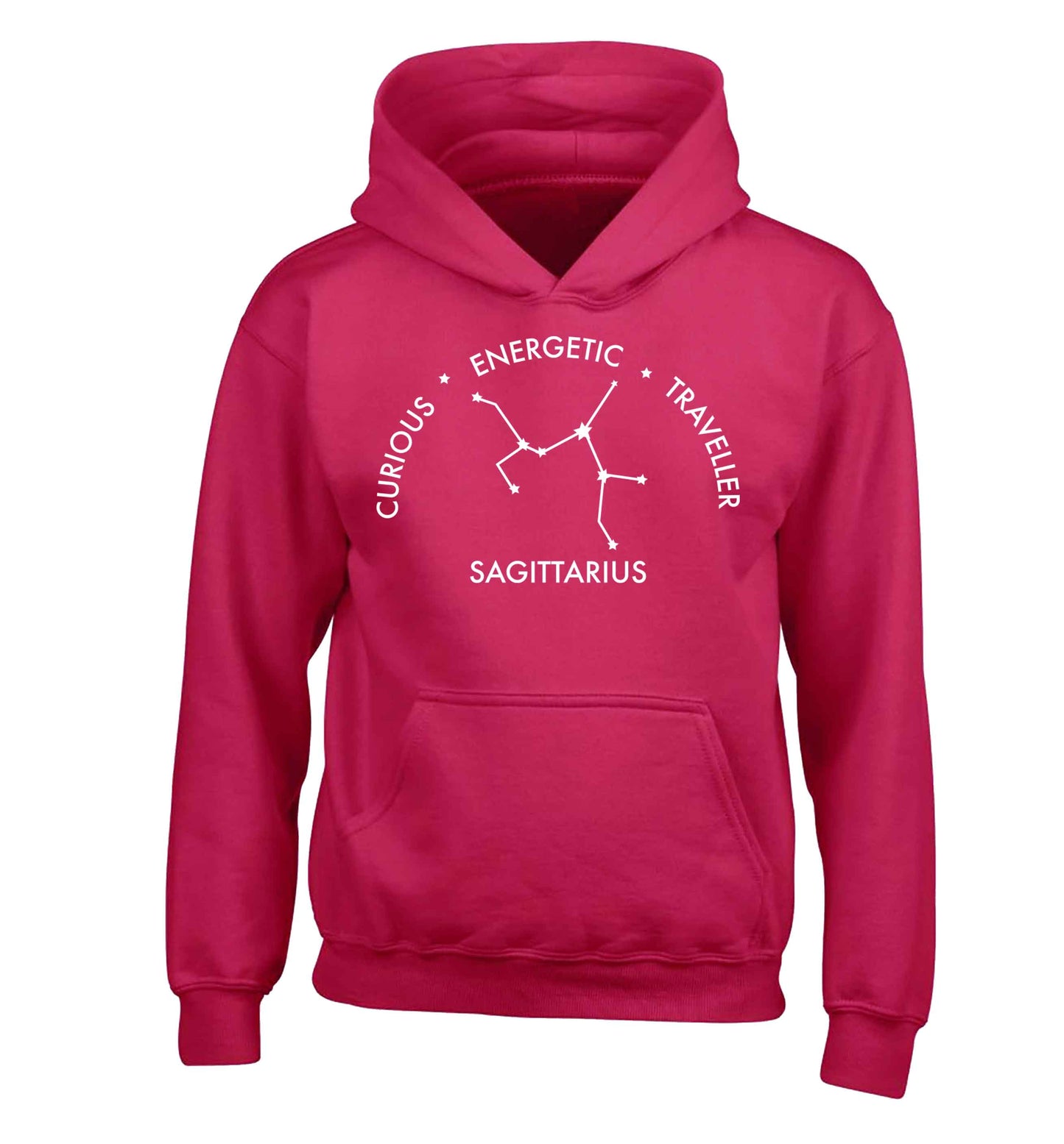Sagittarius, curious, energetic, traveller children's pink hoodie 12-13 Years