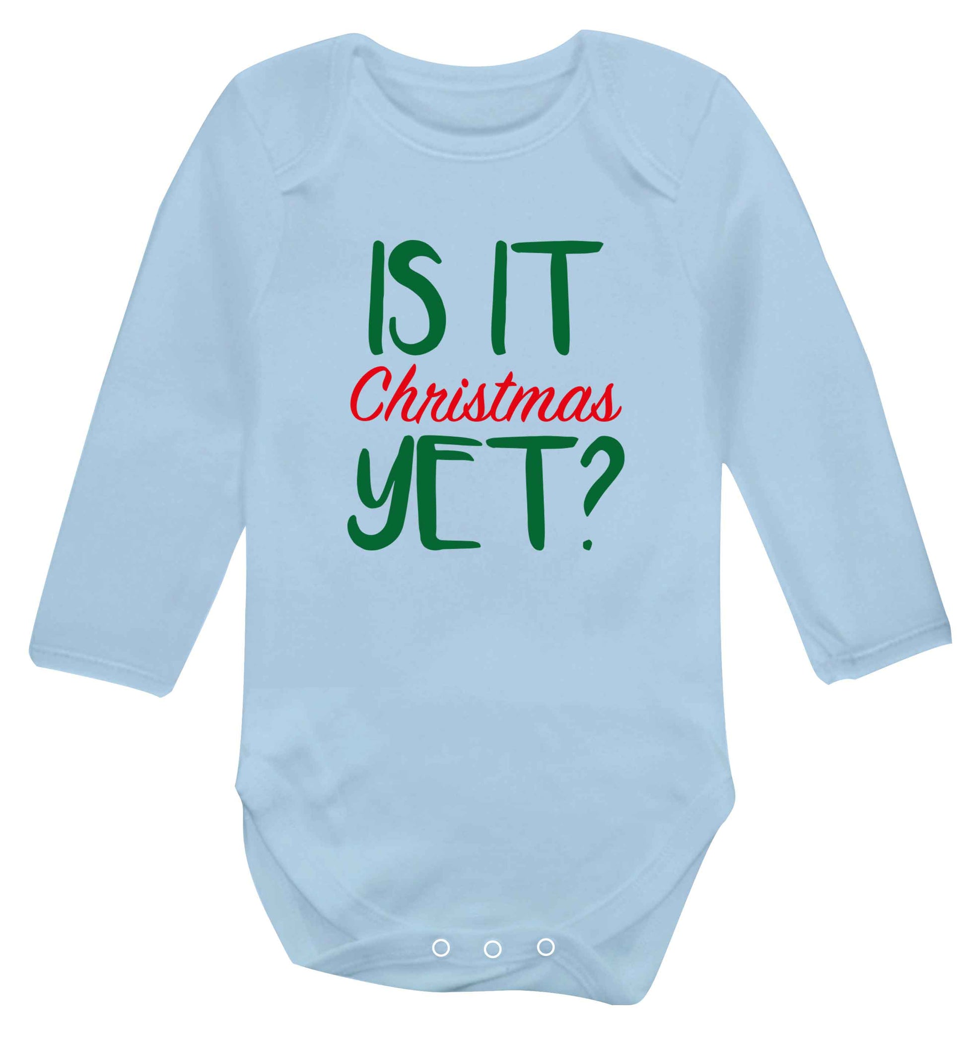 Is it Christmas yet? baby vest long sleeved pale blue 6-12 months