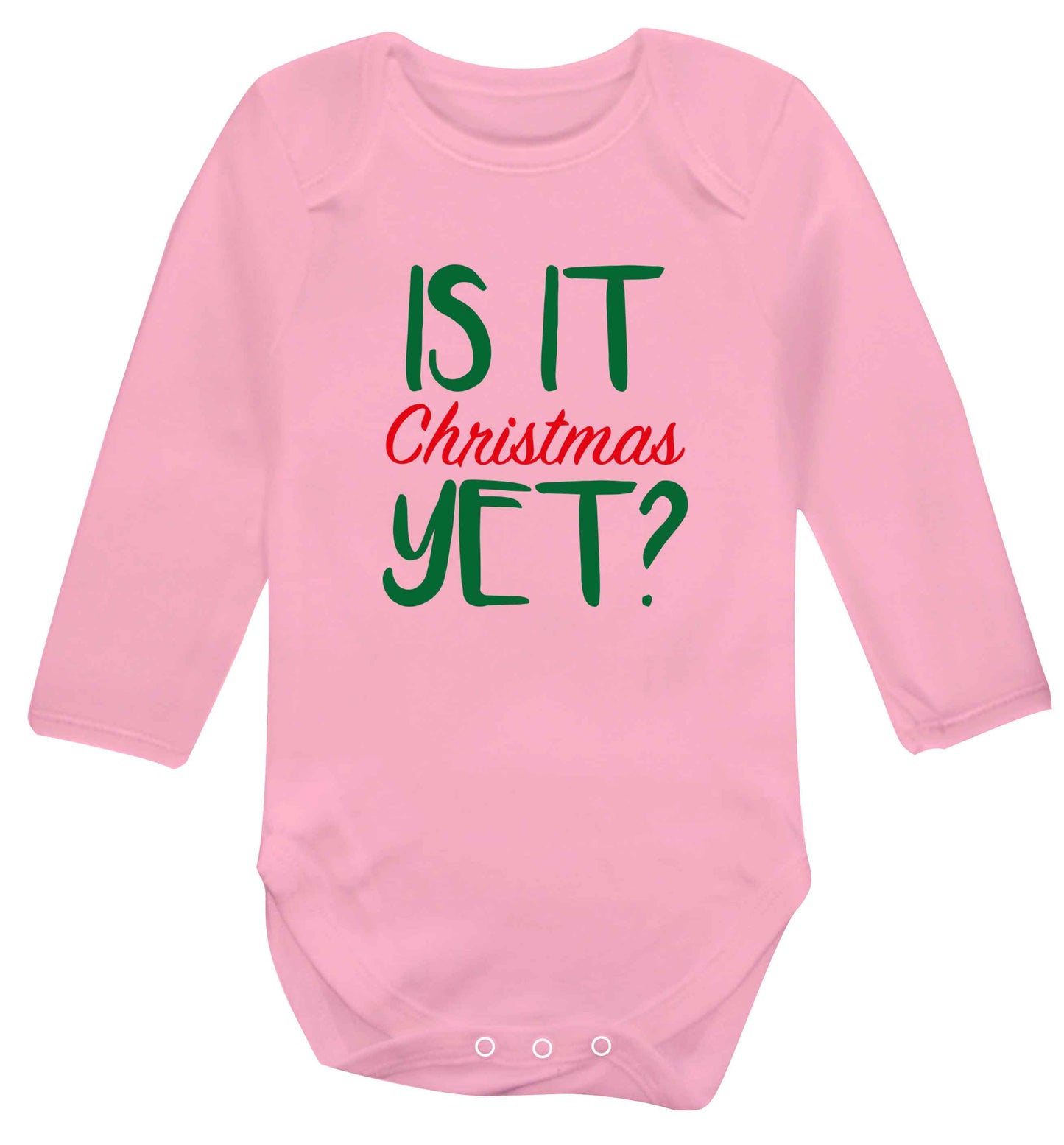 Is it Christmas yet? baby vest long sleeved pale pink 6-12 months