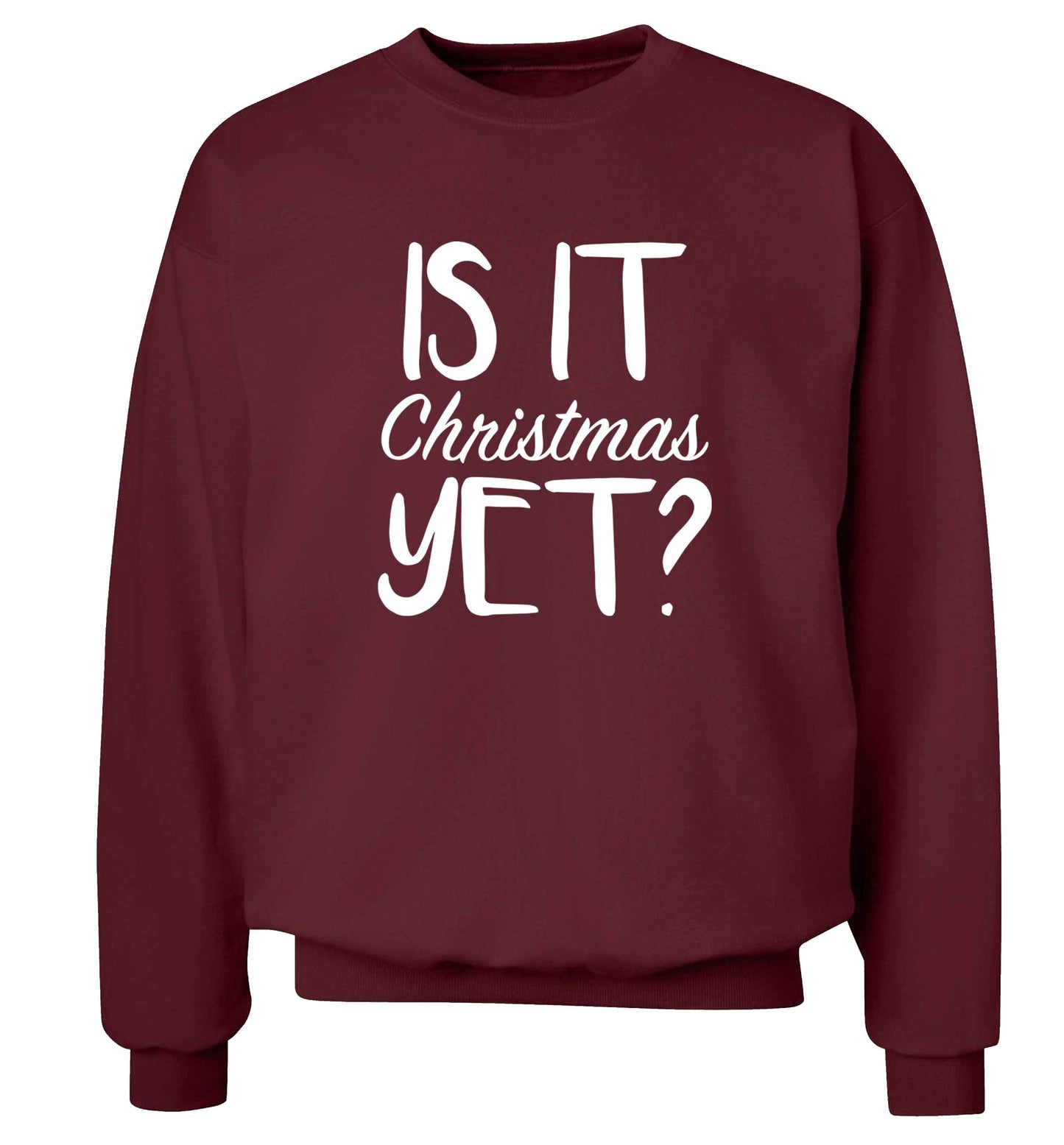 Is it Christmas yet? adult's unisex maroon sweater 2XL