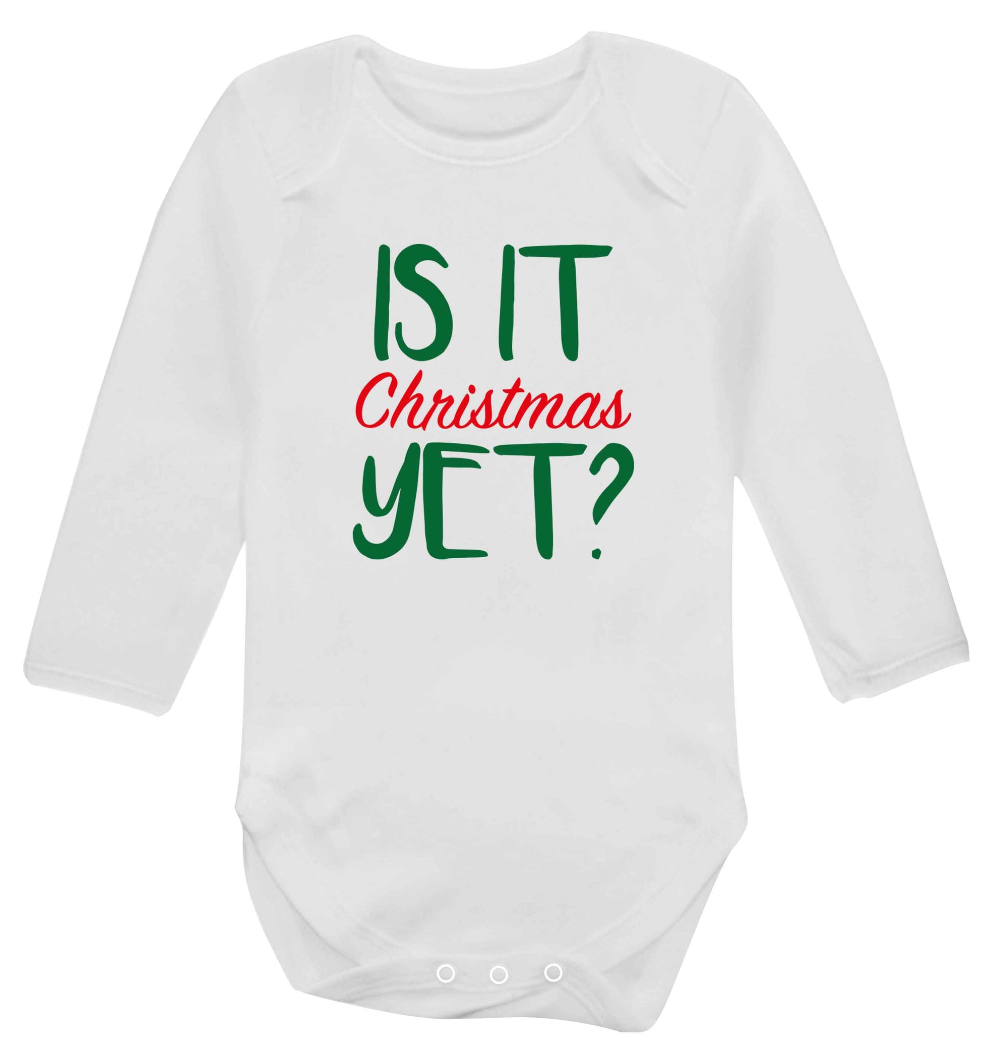Is it Christmas yet? baby vest long sleeved white 6-12 months
