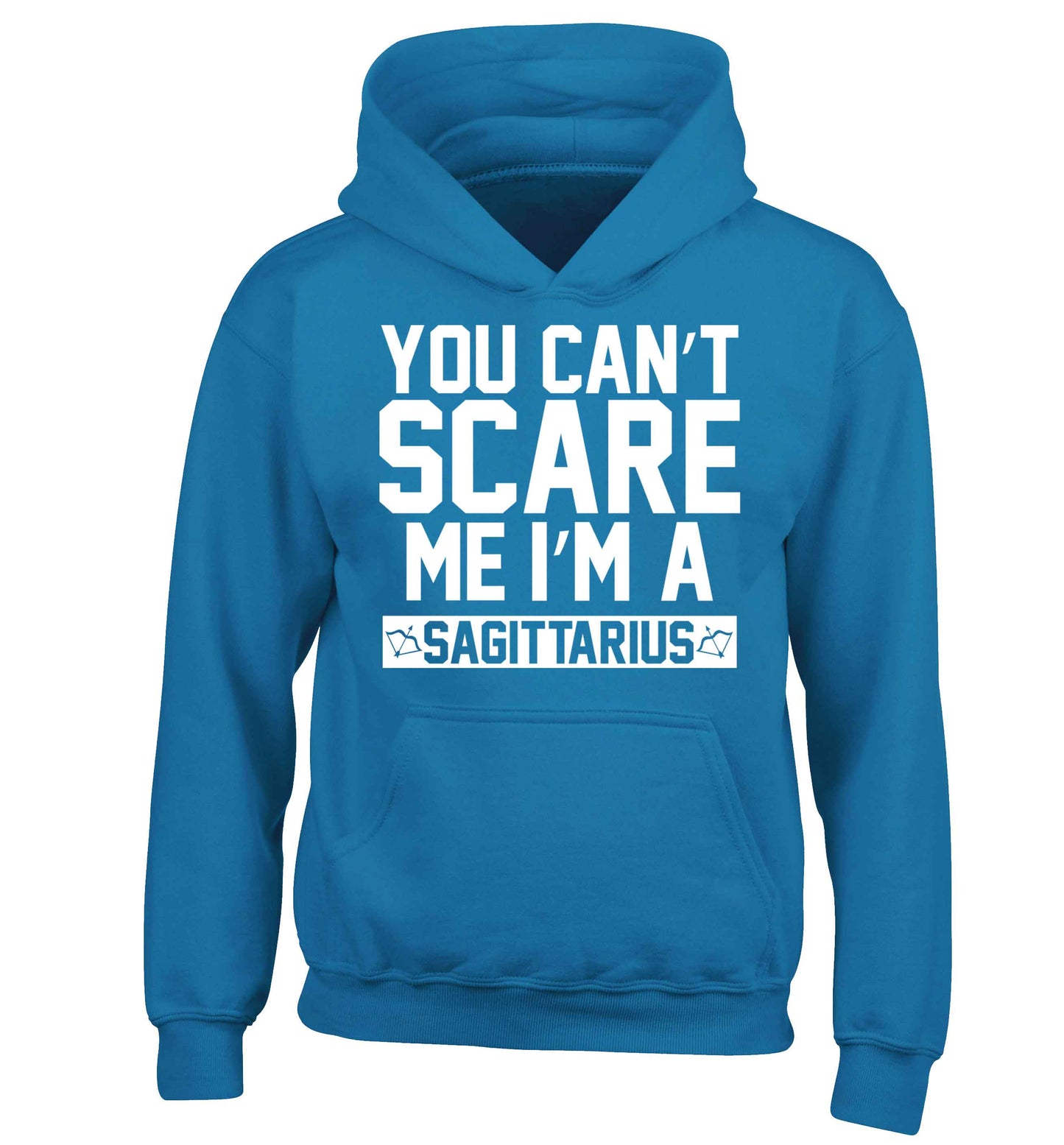 You can't scare me I'm a sagittarius children's blue hoodie 12-13 Years