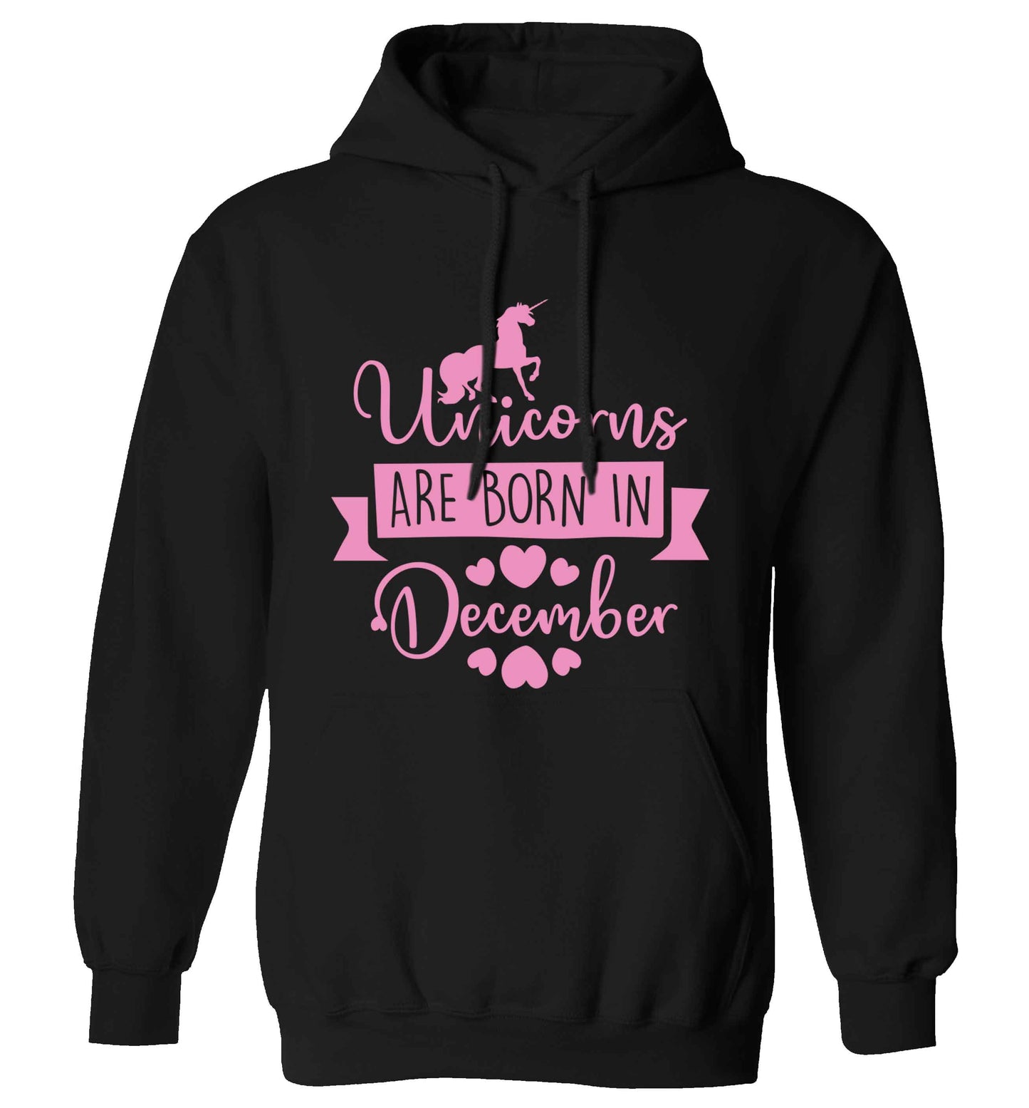 Unicorns are born in December adults unisex black hoodie 2XL