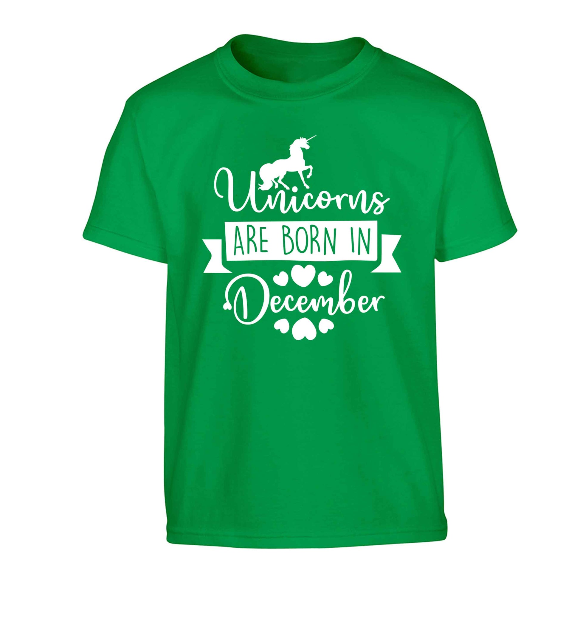 Unicorns are born in December Children's green Tshirt 12-13 Years