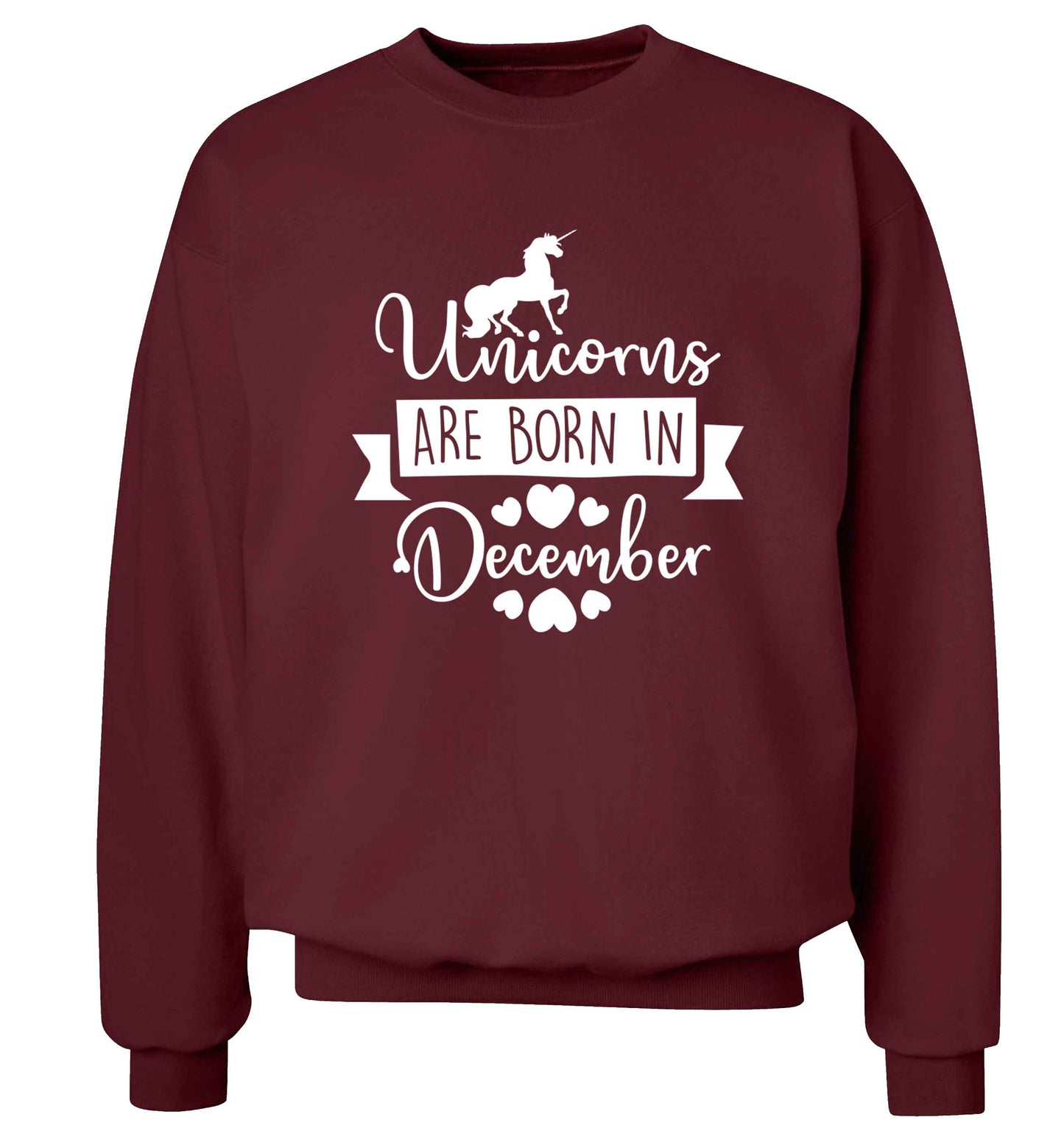 Unicorns are born in December Adult's unisex maroon Sweater 2XL