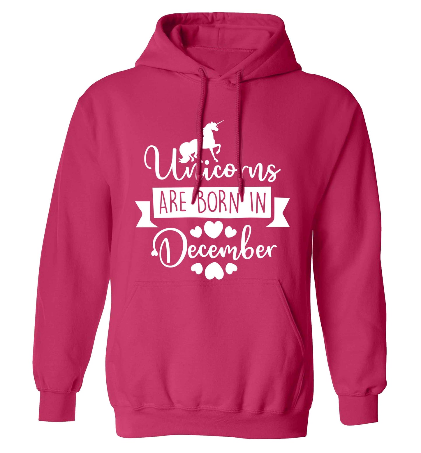 Unicorns are born in December adults unisex pink hoodie 2XL
