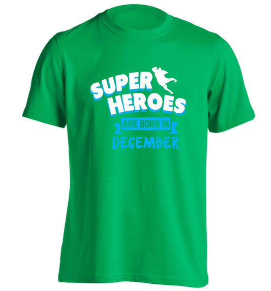 Superheroes are born in December adults unisex green Tshirt 2XL