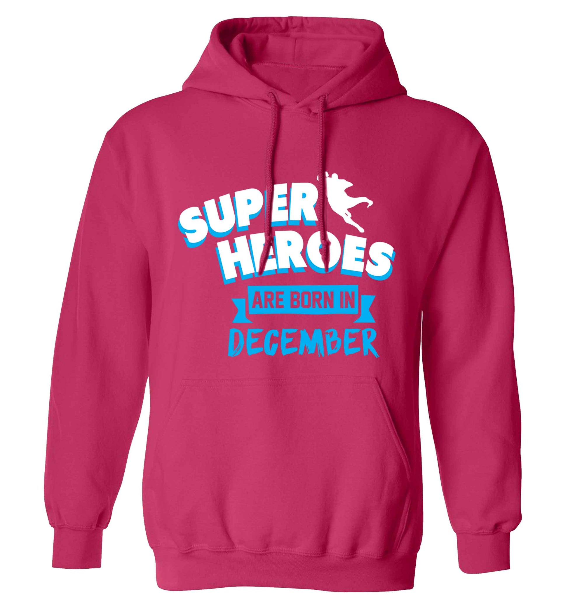Superheroes are born in December adults unisex pink hoodie 2XL