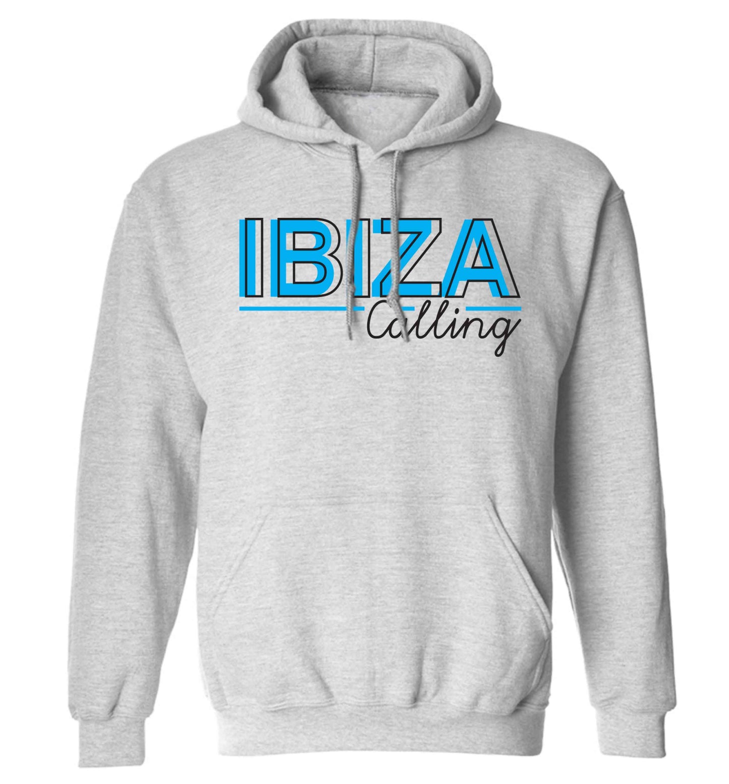 Ibiza calling adults unisex grey hoodie 2XL