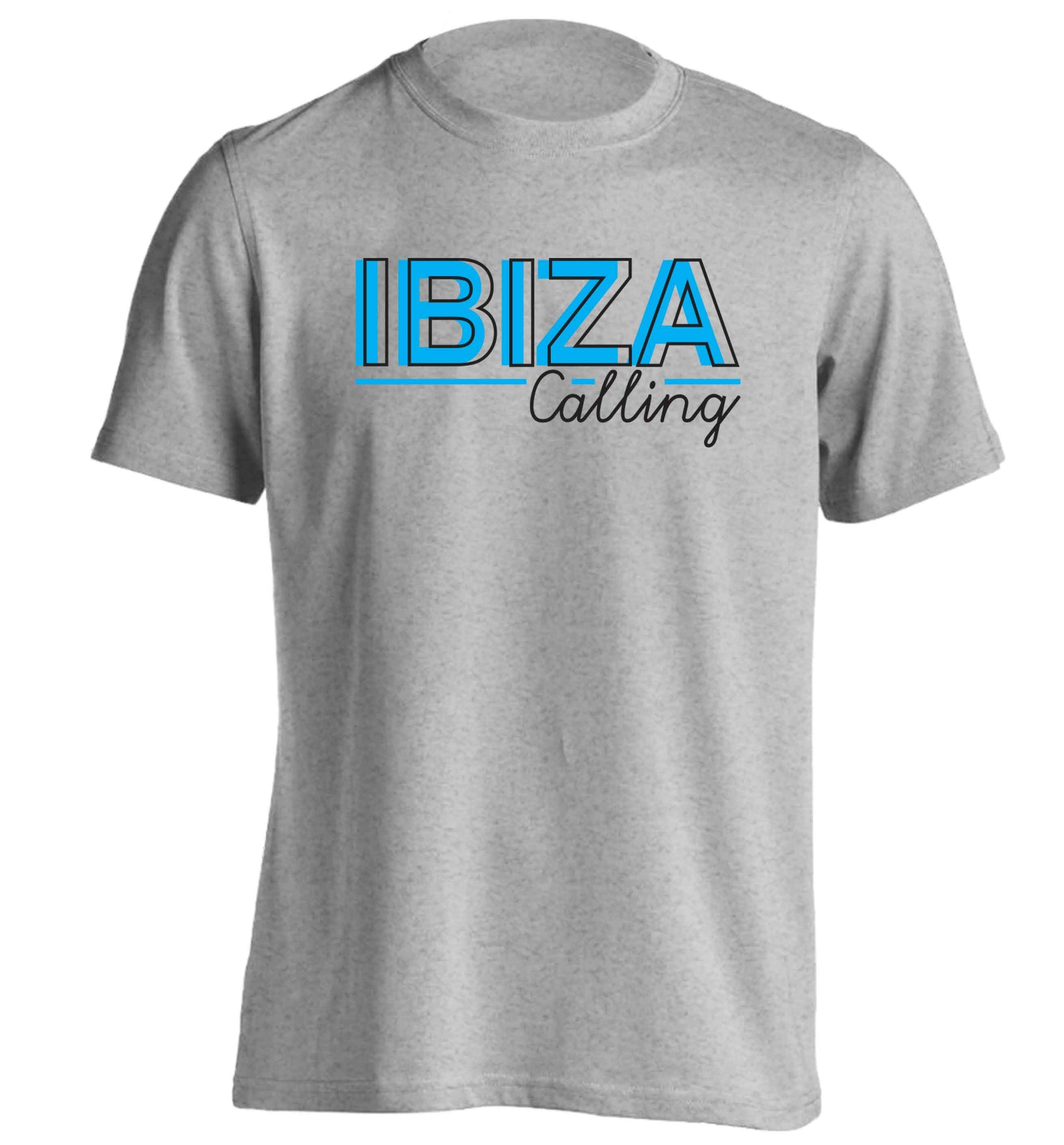 Ibiza calling adults unisex grey Tshirt 2XL