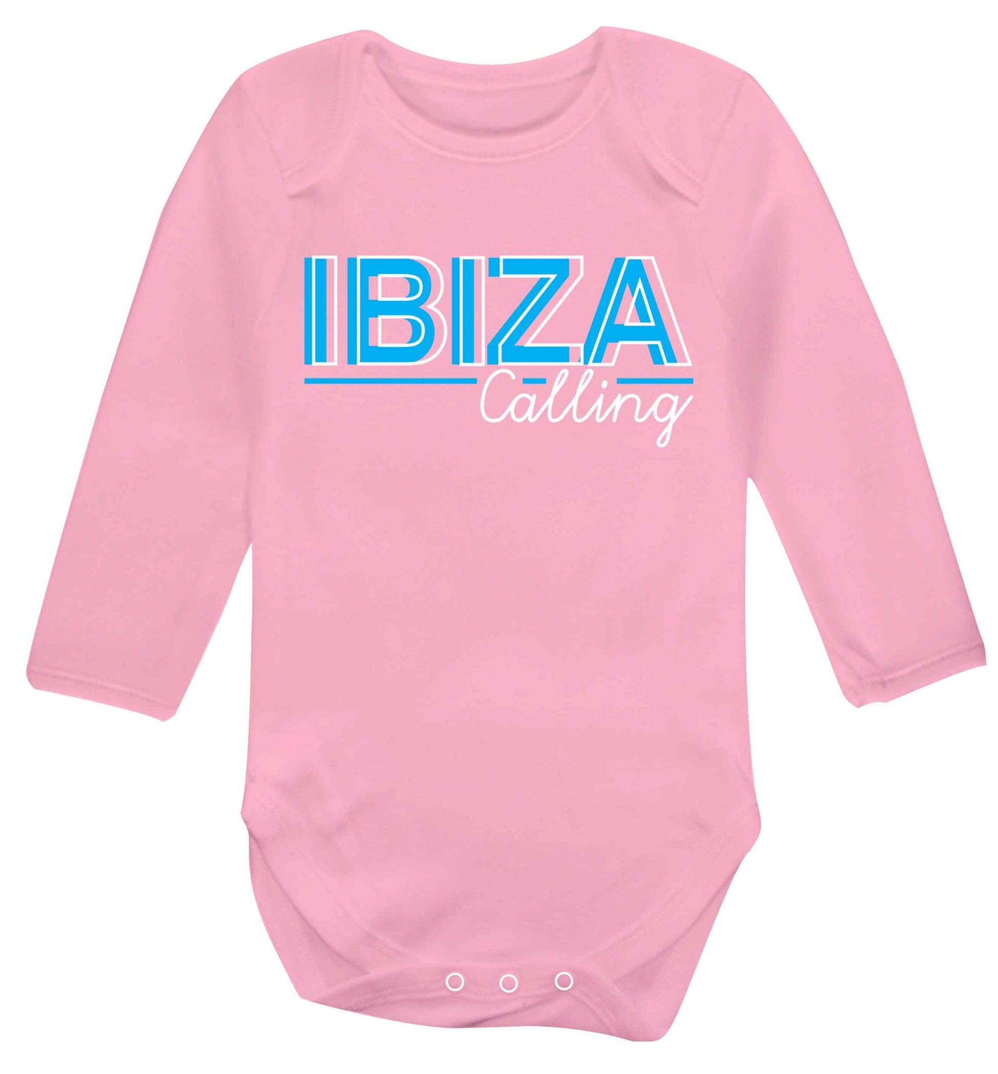Ibiza calling Baby Vest long sleeved pale pink 6-12 months