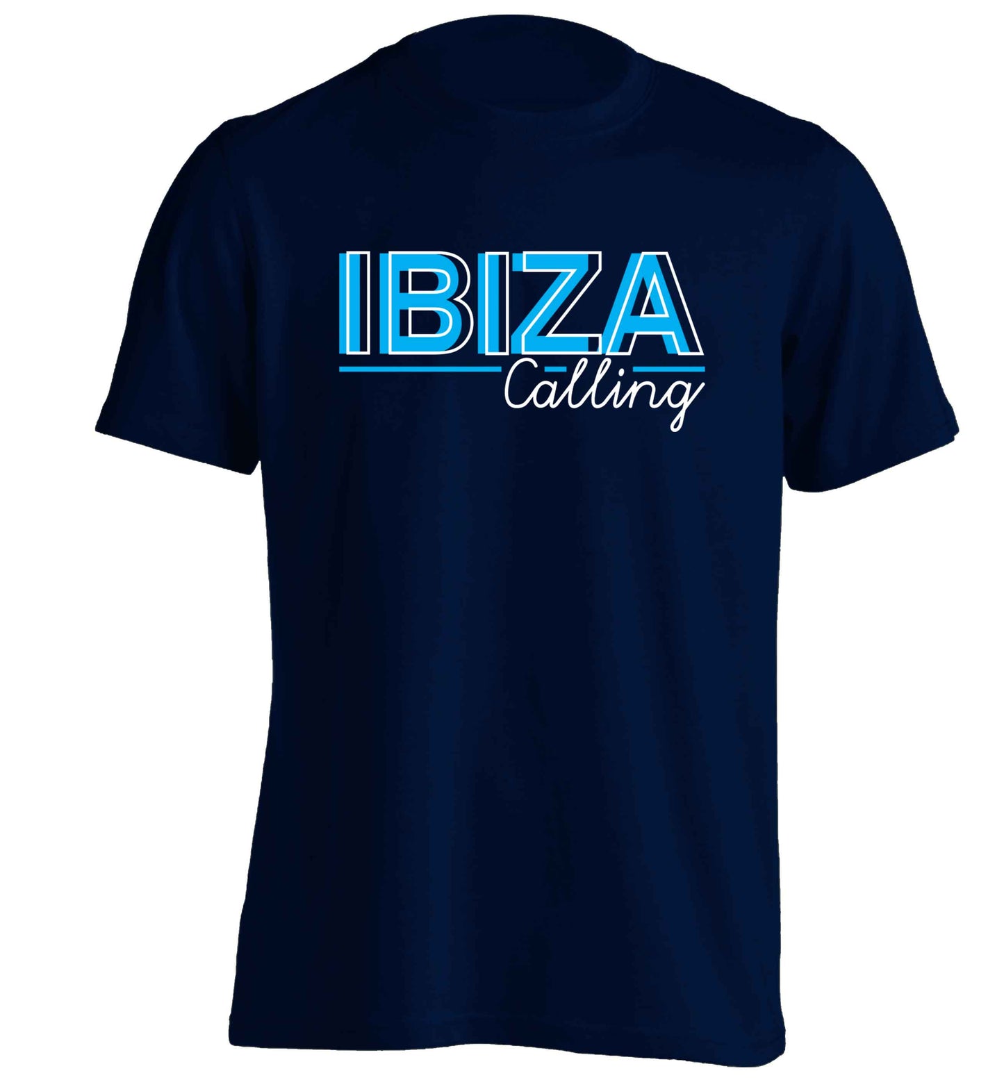 Ibiza calling adults unisex navy Tshirt 2XL