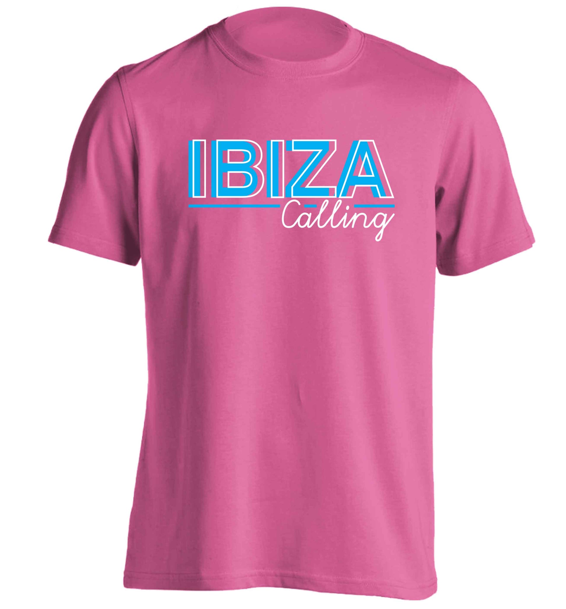 Ibiza calling adults unisex pink Tshirt 2XL