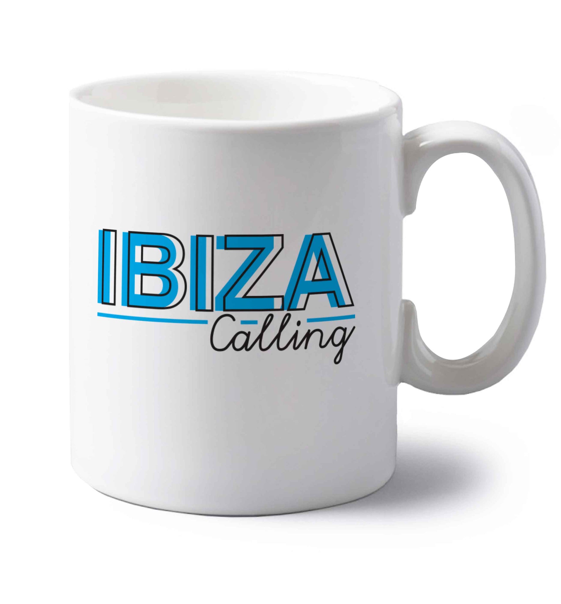 Ibiza calling left handed white ceramic mug 
