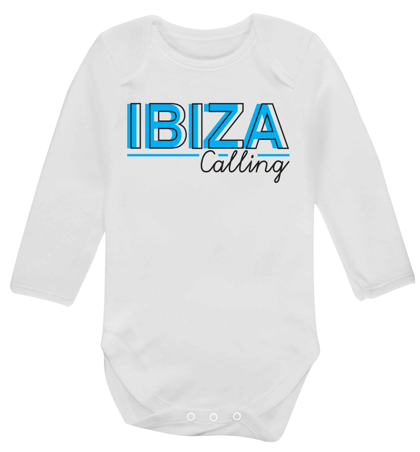Ibiza calling Baby Vest long sleeved white 6-12 months